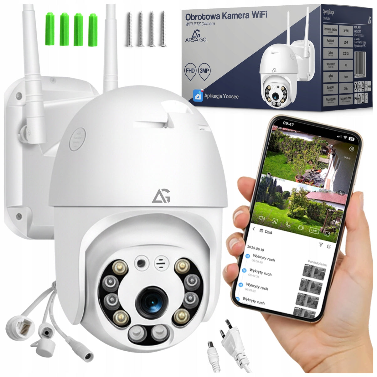 OUTDOOR CAMERA WIFI IP ROTATING FULL HD 3MP SMART 1080p ZOOM 4x DETECTION