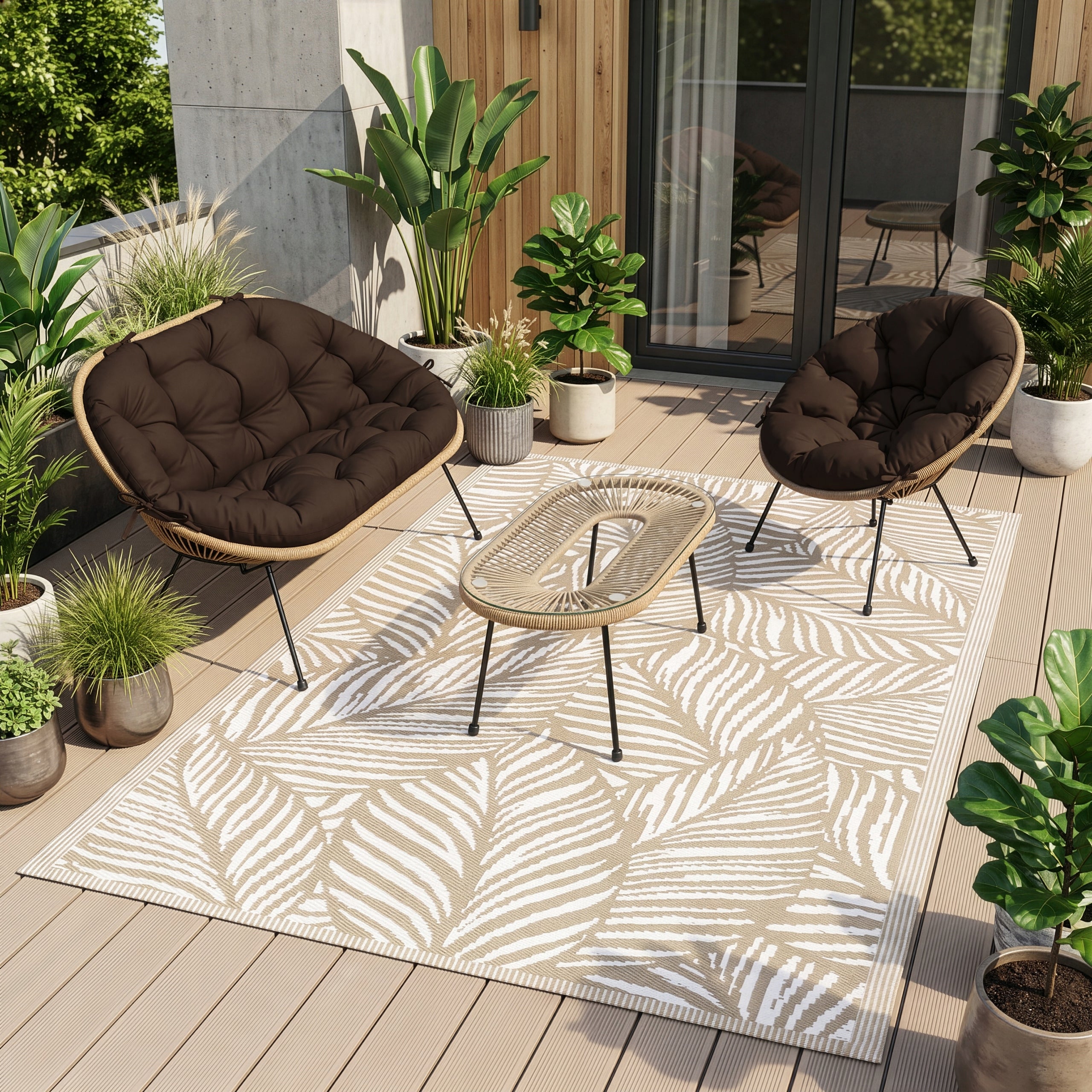 OUTDOOR CARPET 120x170 cm TERRACE WATERPROOF MAT FOR TERRACE BALCONY GARDEN Manufacturer code Dywan zewnętrzny Domarex Lagoon S.B.- 39074