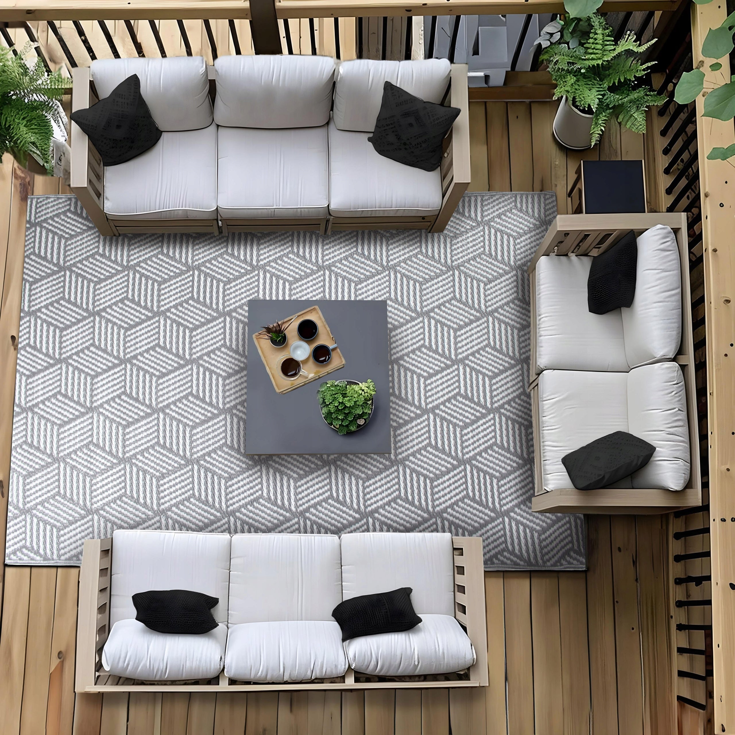 OUTDOOR CARPET FOR TERRACE 140x200 CM MODERN PATTERN WATERPROOF FOR BALCONY Brand no brand