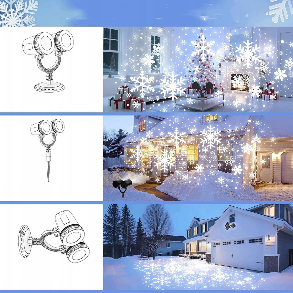 OUTDOOR CHRISTMAS PROJECTOR – DOUBLE HEAD SNOWFLAKE PROJECTOR Packaging status original