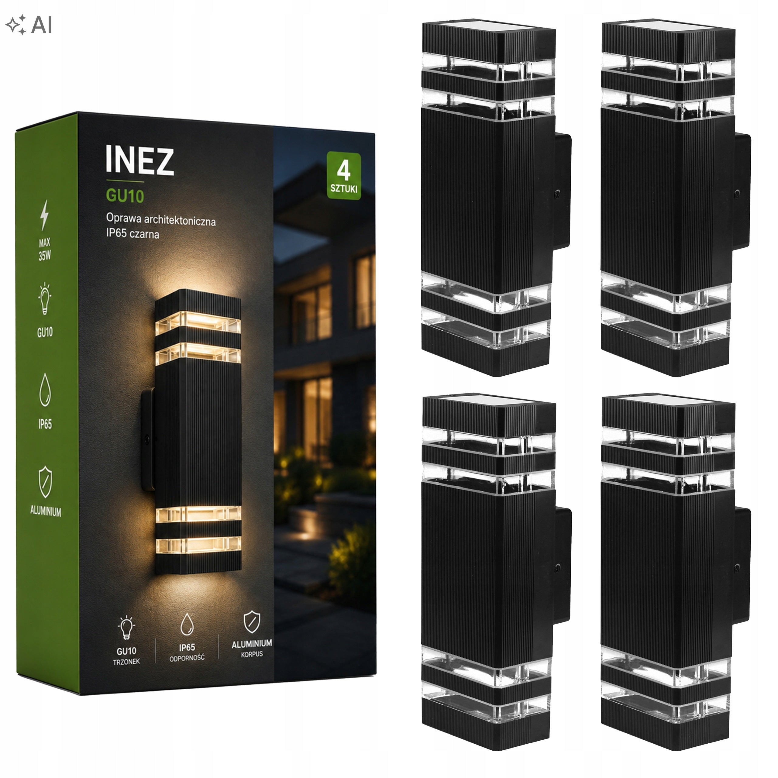 OUTDOOR FACADE WALL LAMP Masterled Double Sided Black GU10 35W 4x