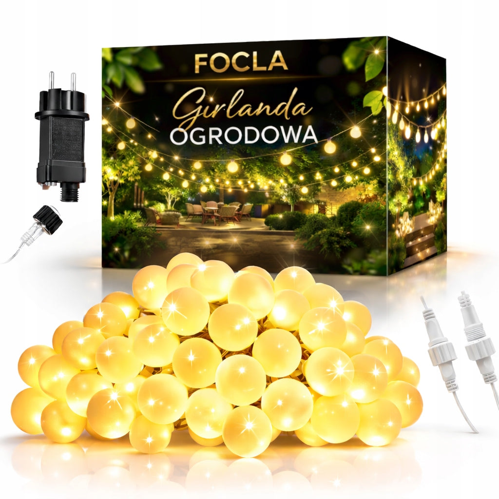 OUTDOOR GARDEN LIGHTS 50LED WARM WHITE -15m