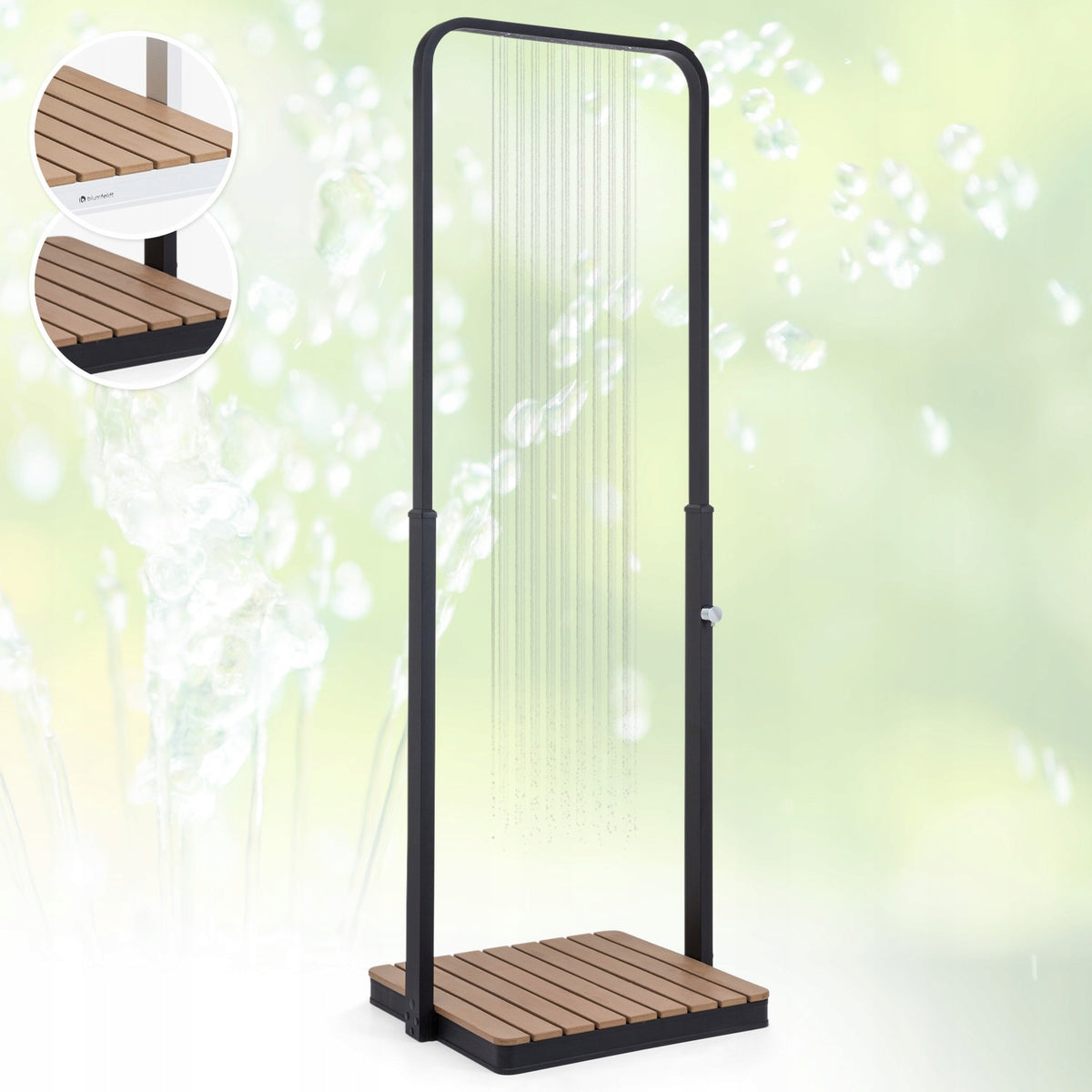 OUTDOOR GARDEN SHOWER 70X70CM RAIN SHOWER POOL SHOWER BLACK