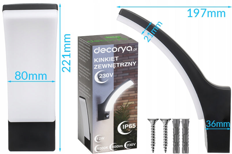 OUTDOOR GARDEN WALL LAMP LED FACADE WALL LAMP WATERPROOF IP65 Length/height 22.1 cm
