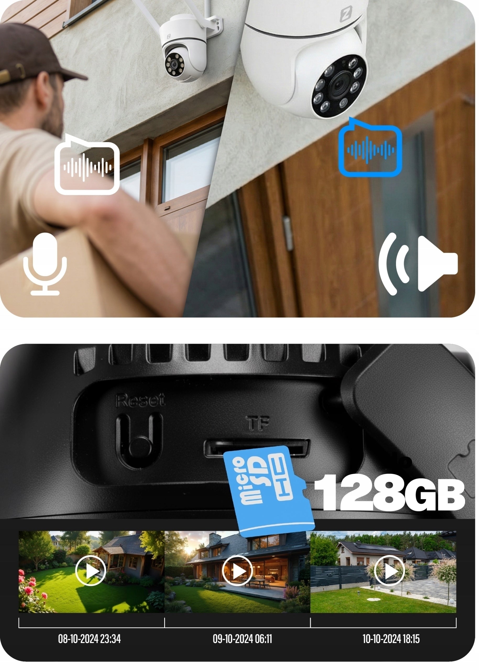 OUTDOOR IP ROTATING CAMERA WiFi 3MPx 4xZOOM App Detection Microphone Manufacturer code ZINTRONIC IKPW330V1