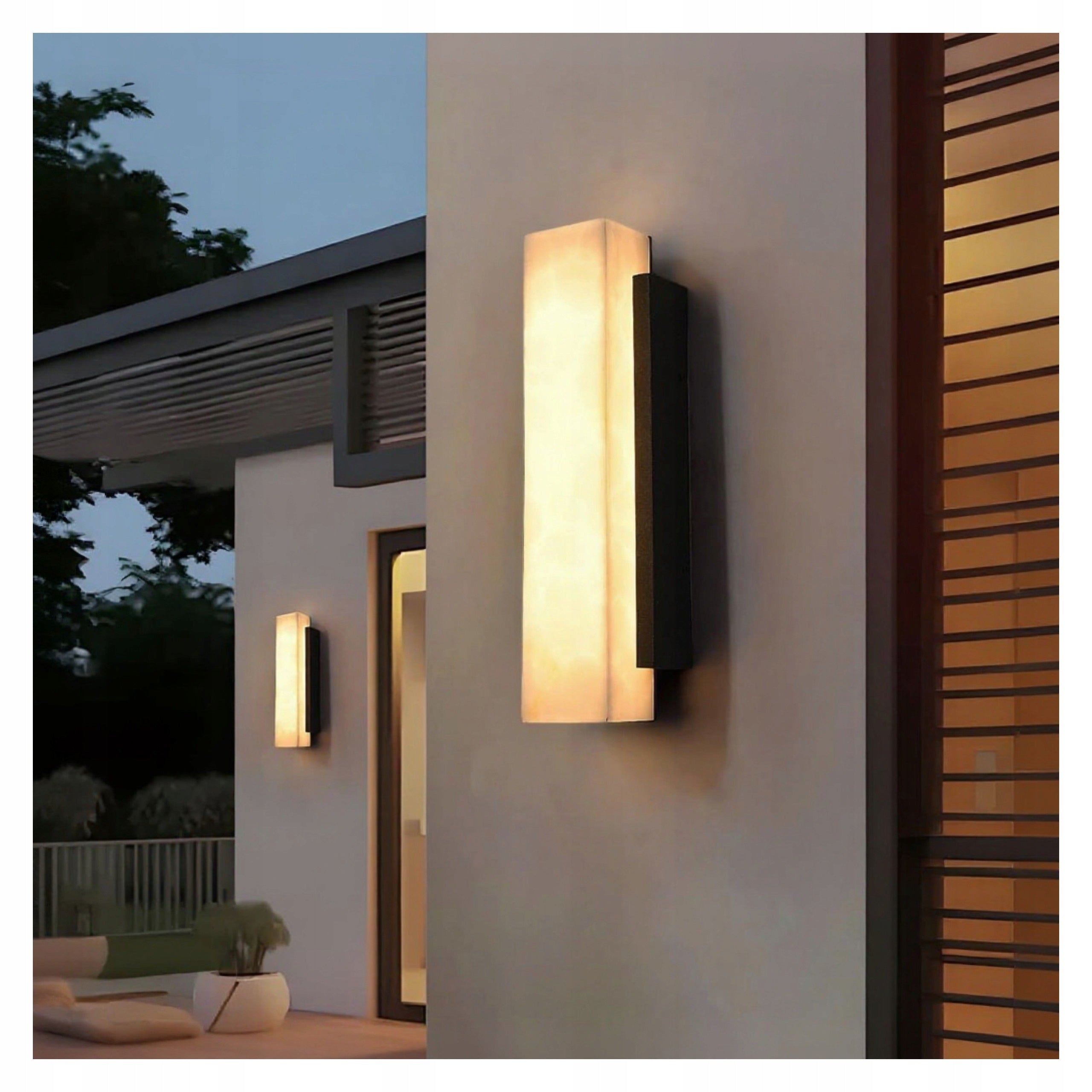 OUTDOOR LED WALL LAMP 18W BLACK STEEL AND MARBLE 60CM MODERN