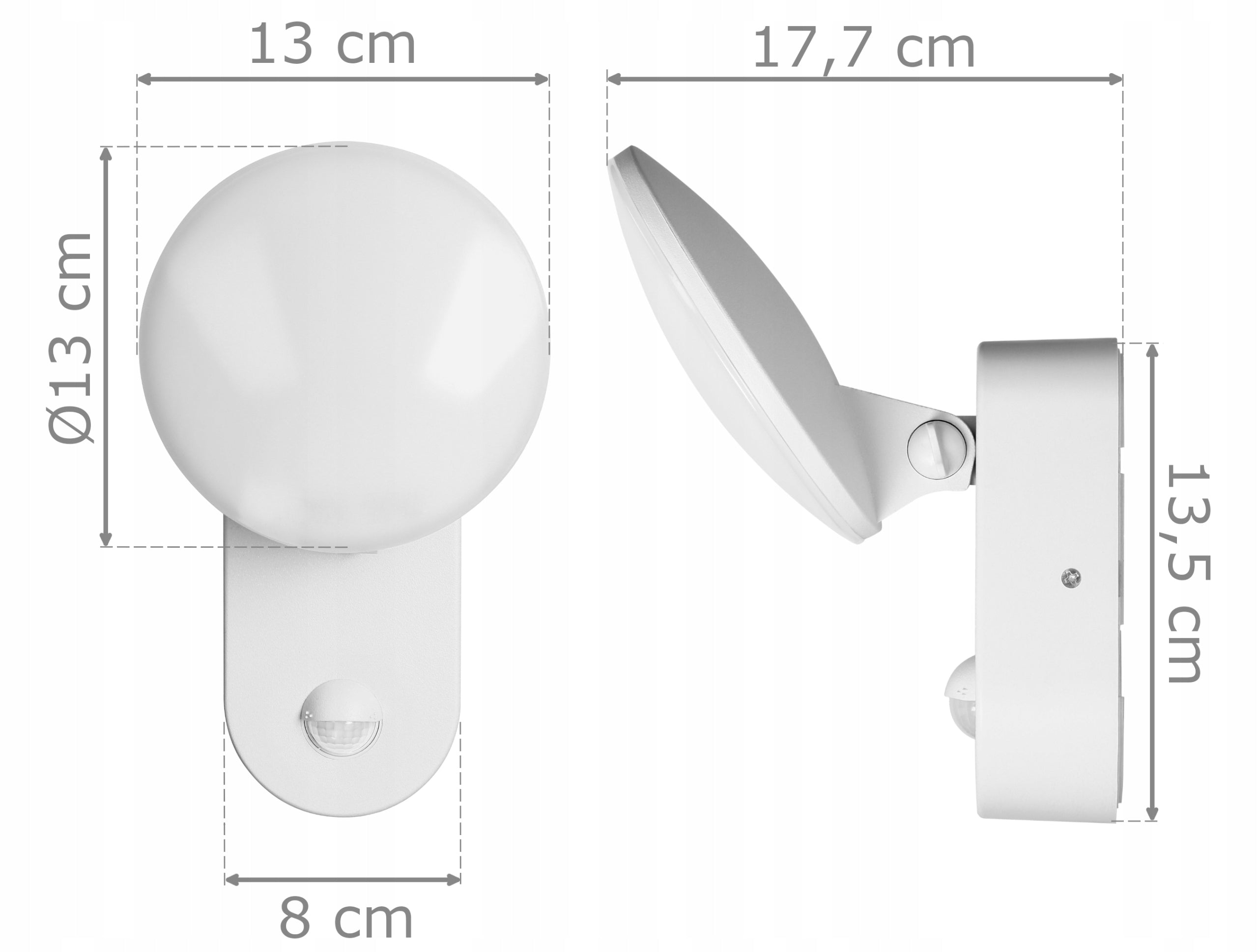 OUTDOOR LED WALL LAMP WITH DUSK MOTION SENSOR 15W ADJUSTMENT IP65 Color white