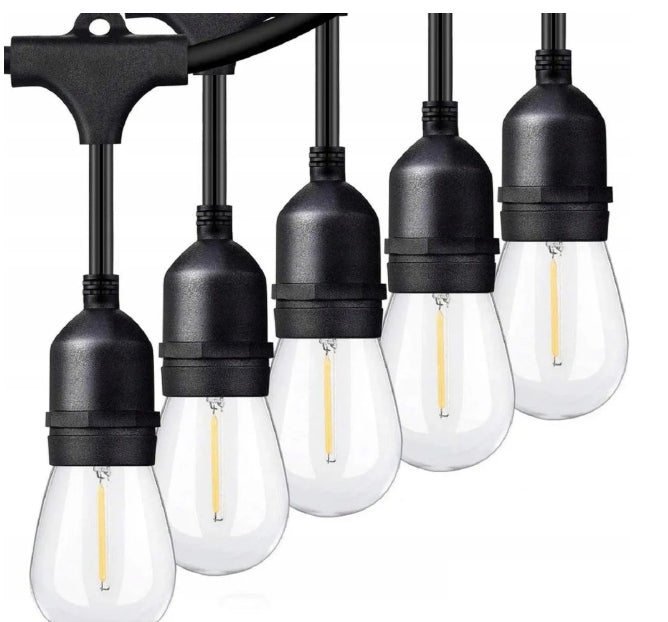 OUTDOOR LIGHT GARDEN GARLAND 20 LED BULBS 20M E27 WARM WHITE Power supply mains
