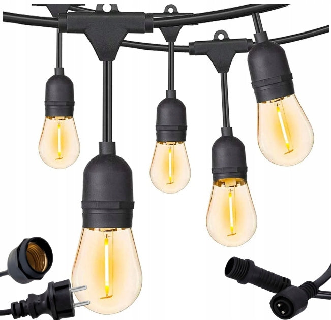 OUTDOOR LIGHT GARDEN GARLAND 20 LED BULBS 20M E27 WARM WHITE