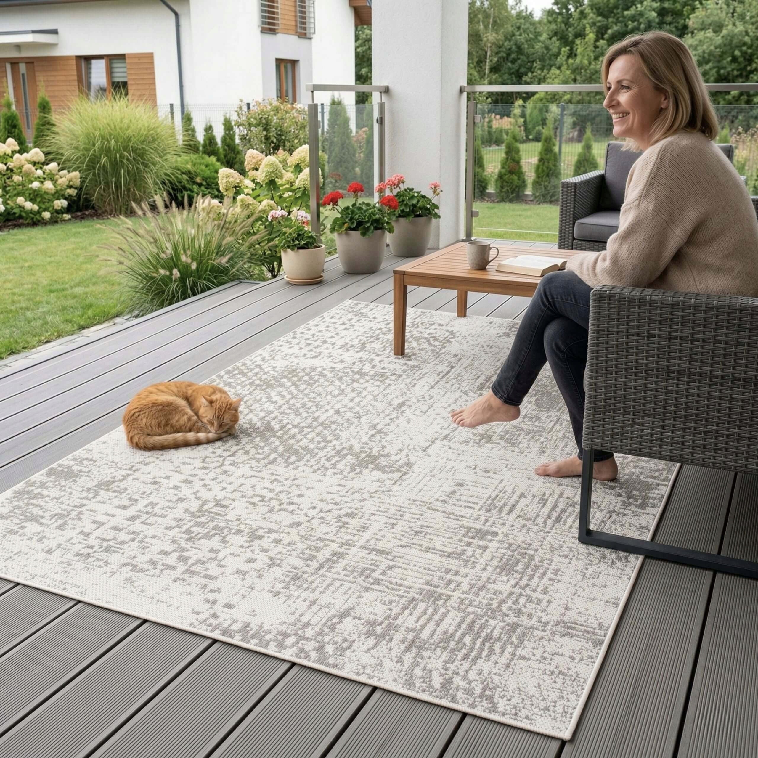 OUTDOOR PATIO RUG 100X150 WATERPROOF GARDEN FOR TERRACE BALCONY MAT Packaging status original