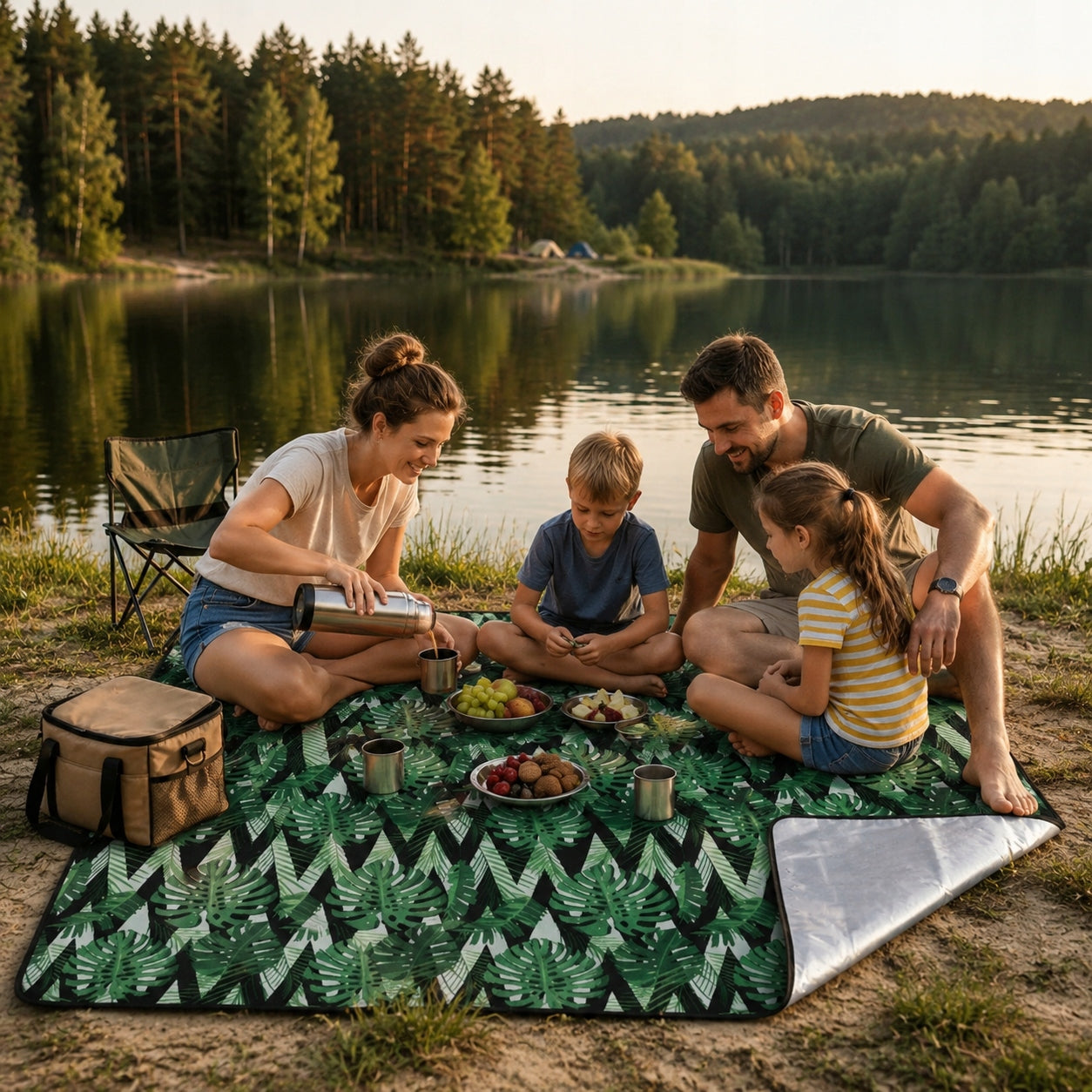 OUTDOOR PICNIC BLANKET 200CM BEACH MAT WATERPROOF FOLDABLE WITH INSULATION Manufacturer code Wodoodporny koc piknikowy plenerowy 200cm