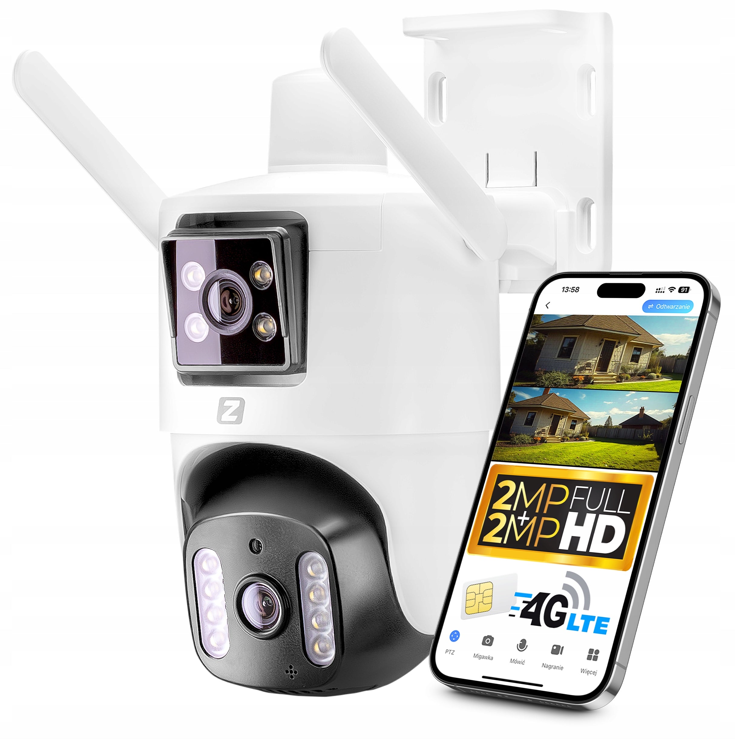 OUTDOOR ROTATING CAMERA 2 LENSES V22 GSM IP FOR 4G 4MPx SIM CARD