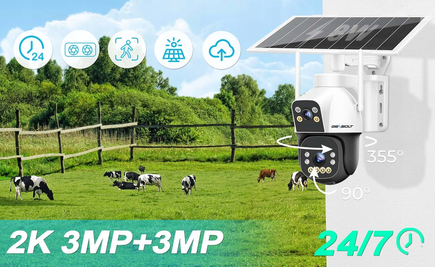 OUTDOOR SOLAR IP 7/24 CAMERA FOR 4G LTE SIM CARD GSM DUAL ROTARY SMART cctv Packaging status original