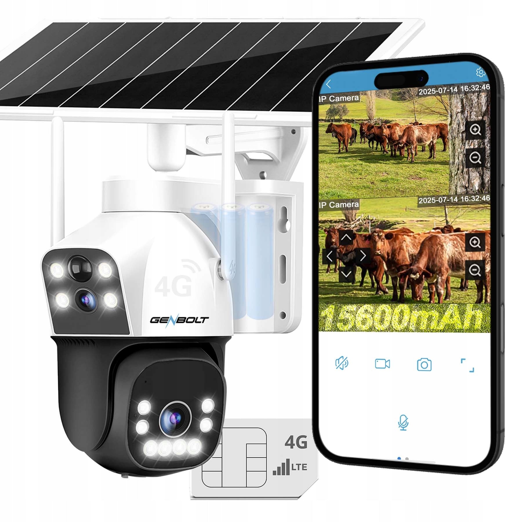 OUTDOOR SOLAR IP 7/24 CAMERA FOR 4G LTE SIM CARD GSM DUAL ROTARY SMART cctv