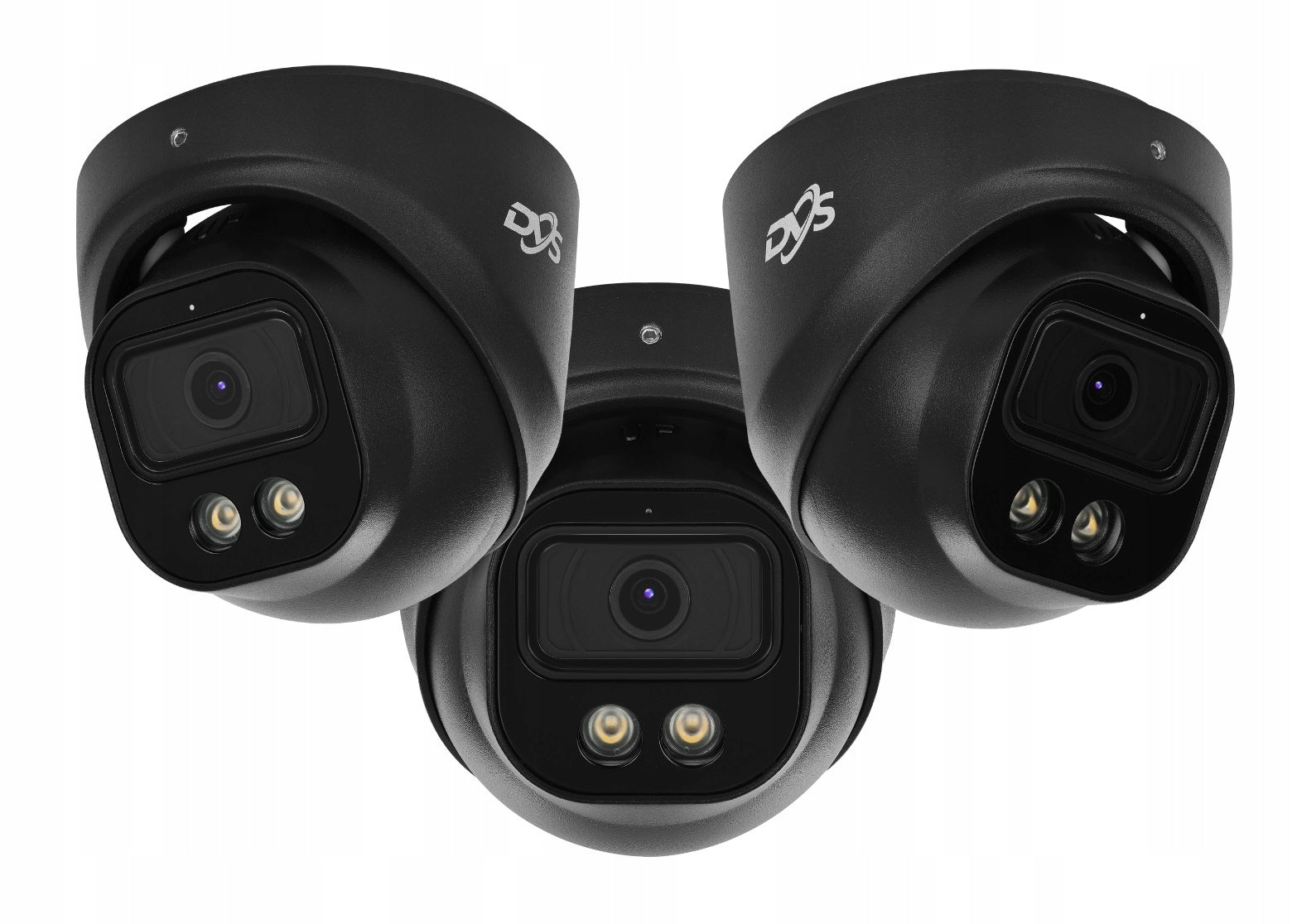 OUTDOOR SURVEILLANCE KIT 4 DOME CAMERAS BLACK 8MPX DUAL LED + IR Brand DVS