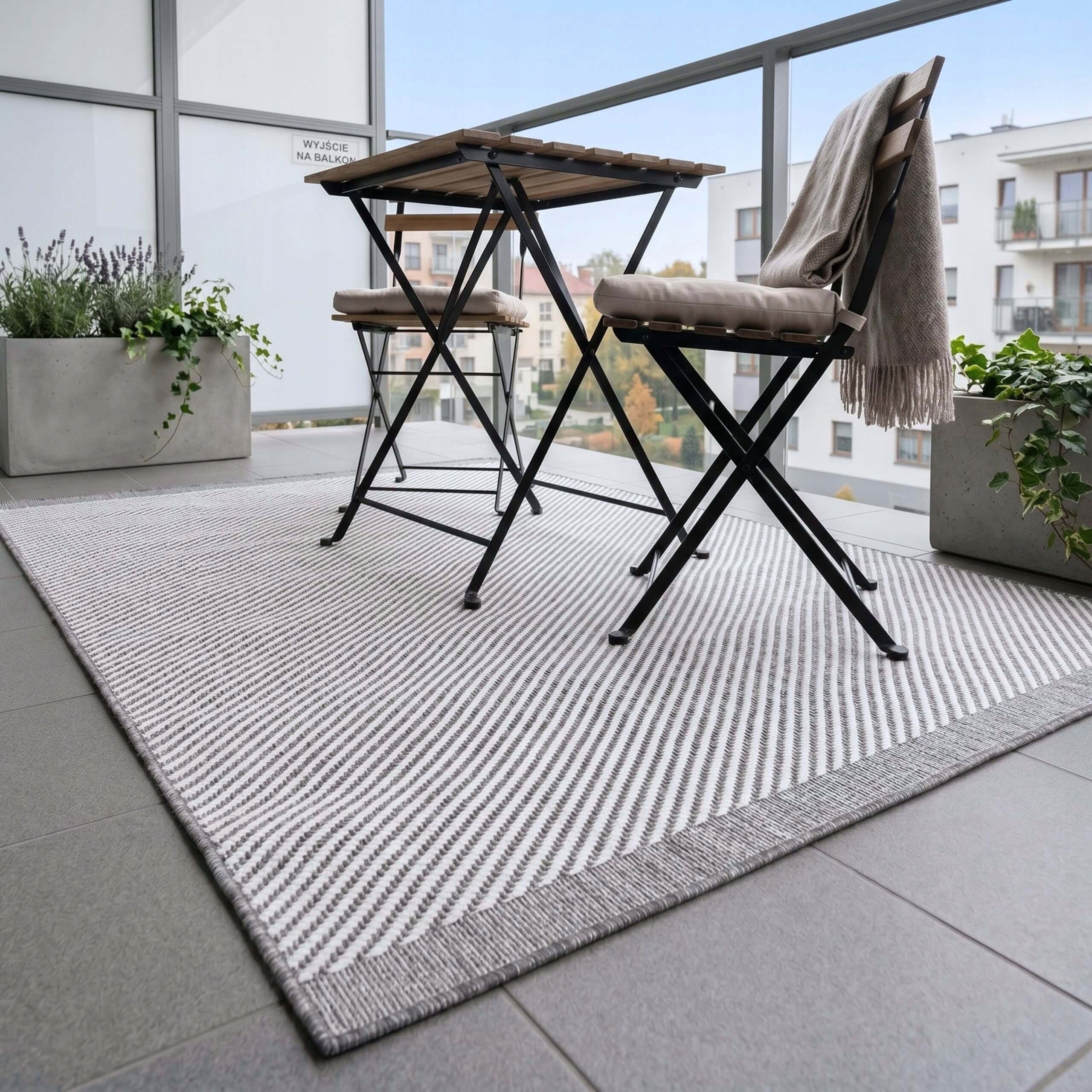 OUTDOOR TERRACE RUG 60X110 WATERPROOF GARDEN FOR TERRACE BALCONY MAT Manufacturer code DYWANY ZEWNĘTRZNE SZNURKOWE SZARY
