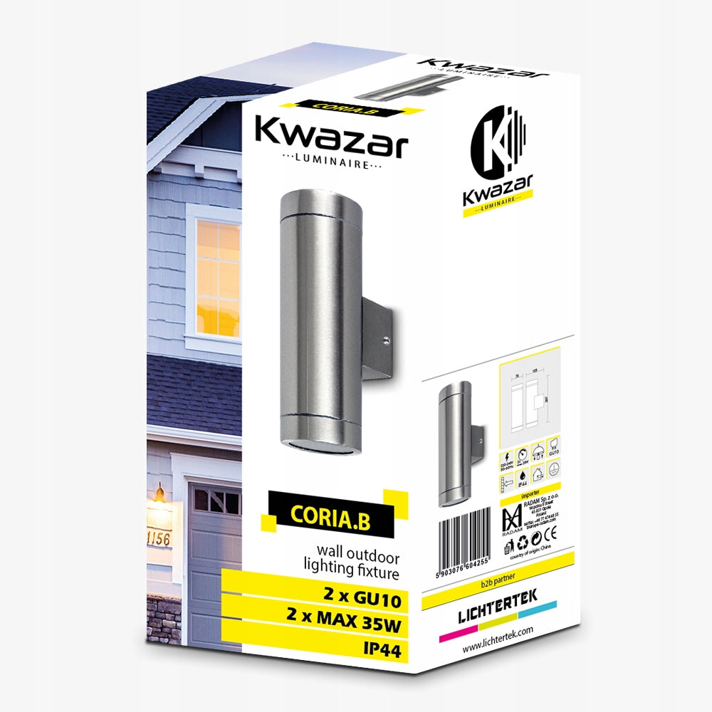OUTDOOR WALL LAMP FACADE LAMP FOR LED GU10 UP-DOWN INOX STEEL Thread type GU10