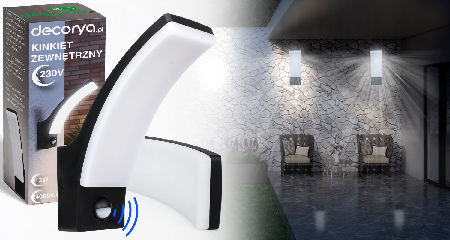 OUTDOOR WALL LAMP GARDEN FACADE LED LAMP WITH DUSK MOTION SENSOR Packaging status original