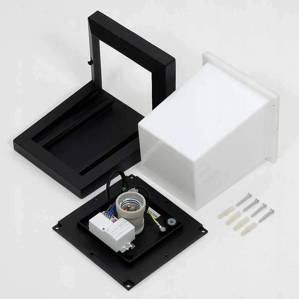 OUTDOOR WALL LAMP WITH MOTION AND DUSK DETECTOR FACADE GARDEN IP54 E27 Color white black