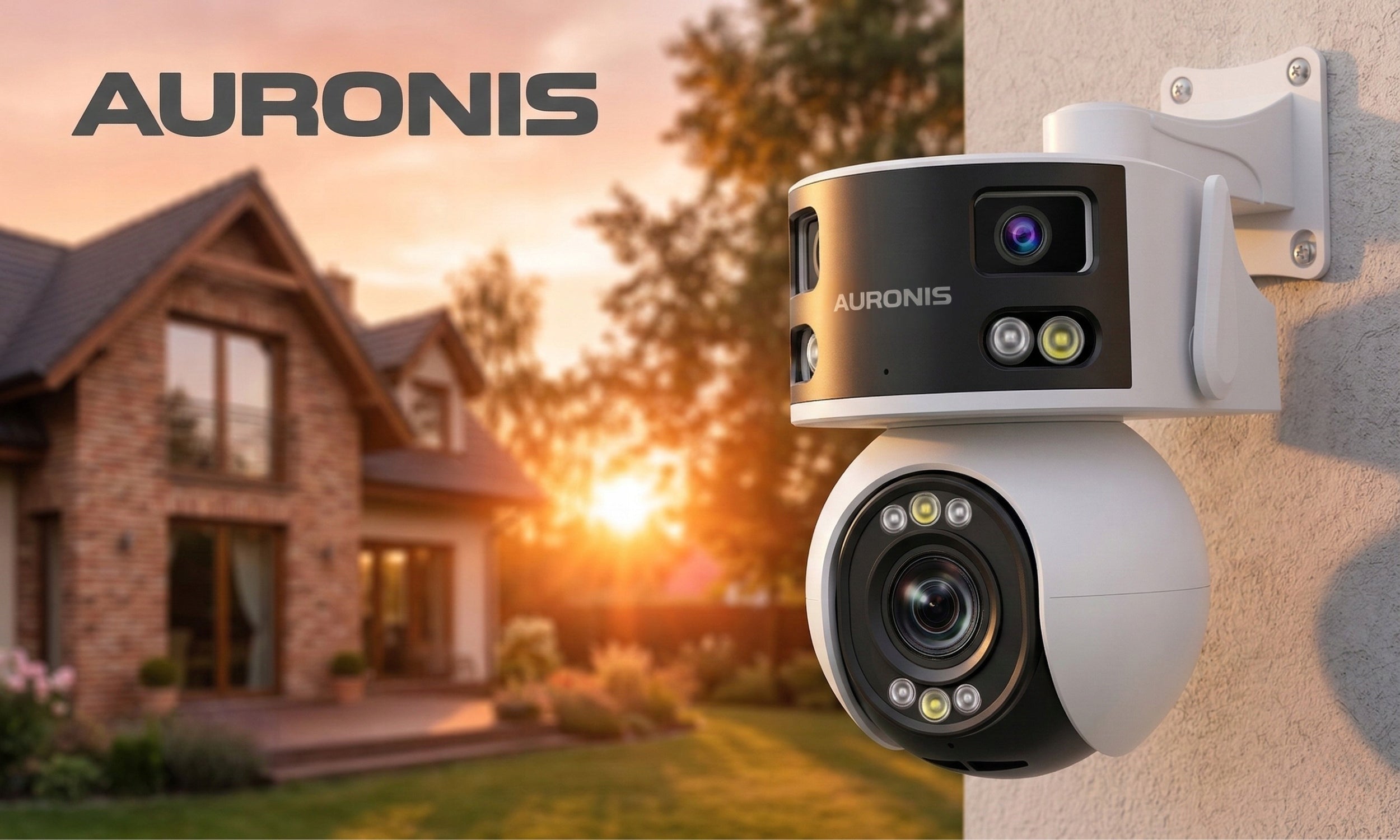 OUTDOOR WIFI CAMERA 180° PANORAMA ROTATING TRIPLE 3 LENSES ALARM Packaging status original