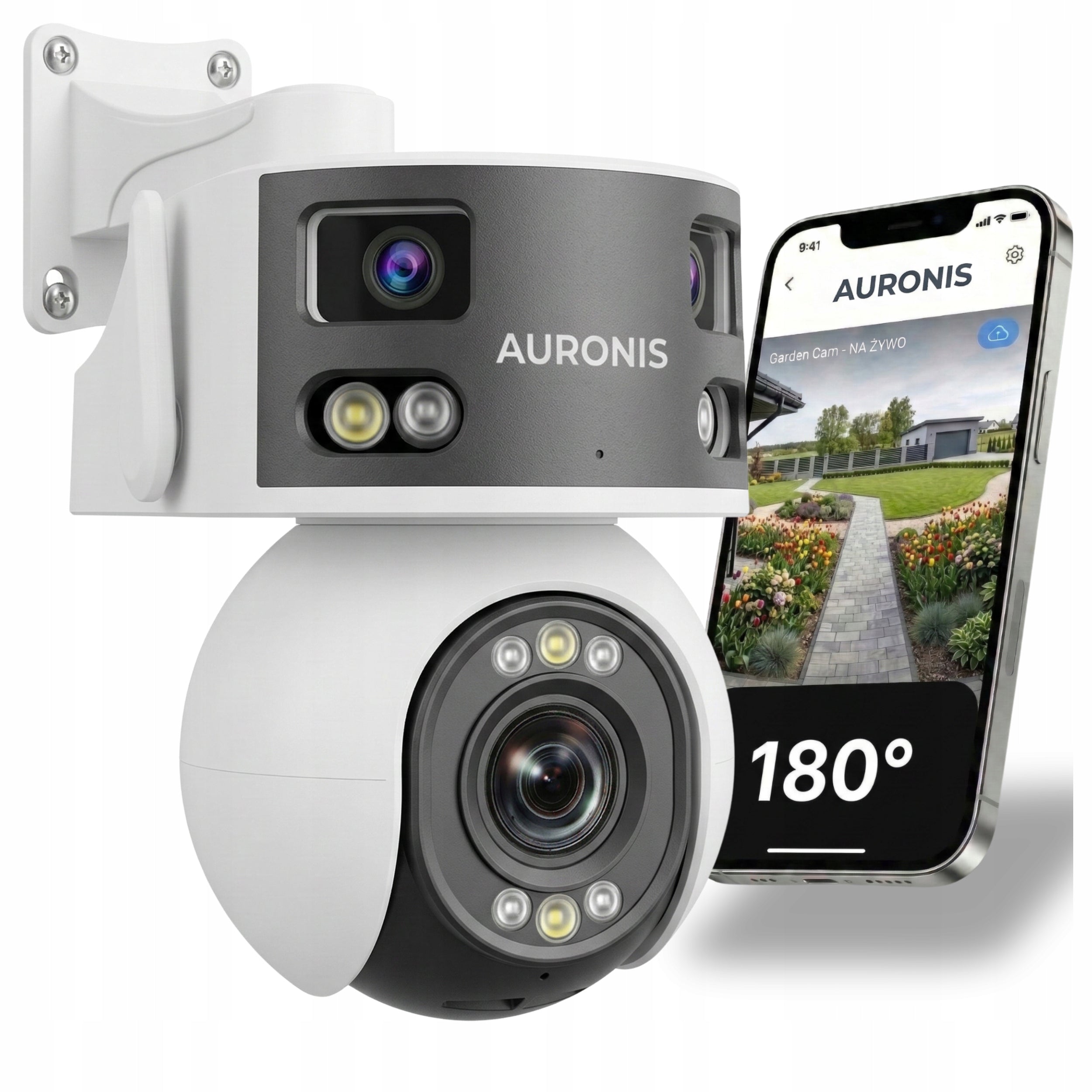 OUTDOOR WIFI CAMERA 180° PANORAMA ROTATING TRIPLE 3 LENSES ALARM