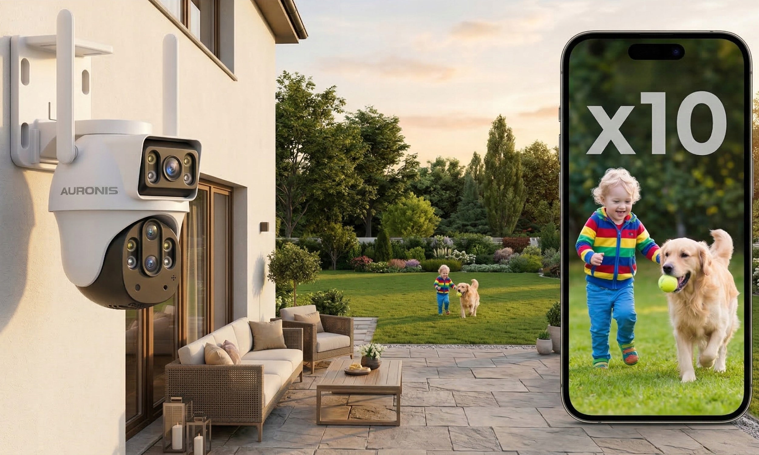 OUTDOOR WIFI CAMERA ROTATING 10x ZOOM 6MP DUAL SMART DETECTION ALARM Brand Auronis