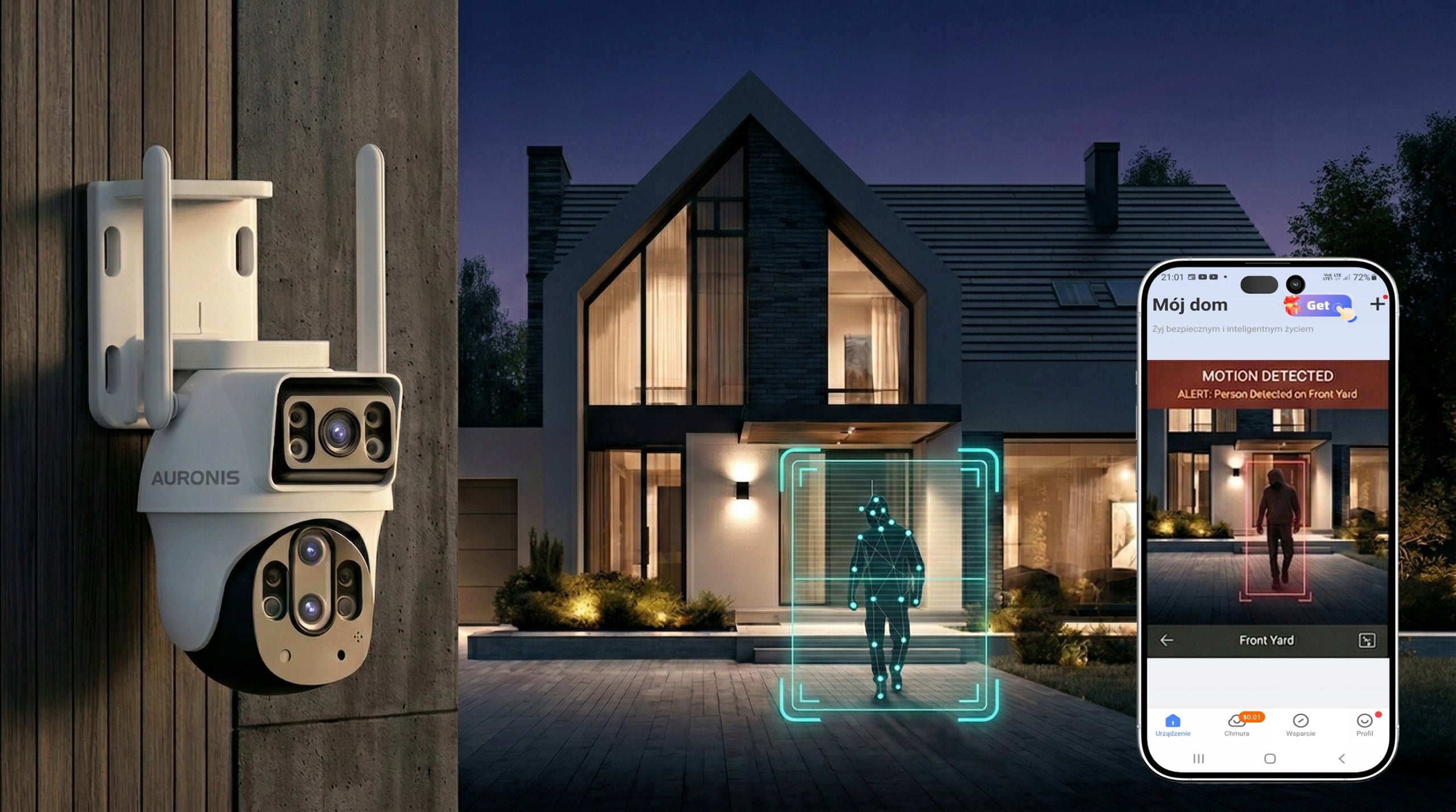 OUTDOOR WIFI CAMERA ROTATING 10x ZOOM 6MP DUAL SMART DETECTION ALARM Product weight with unit packaging 1 kg