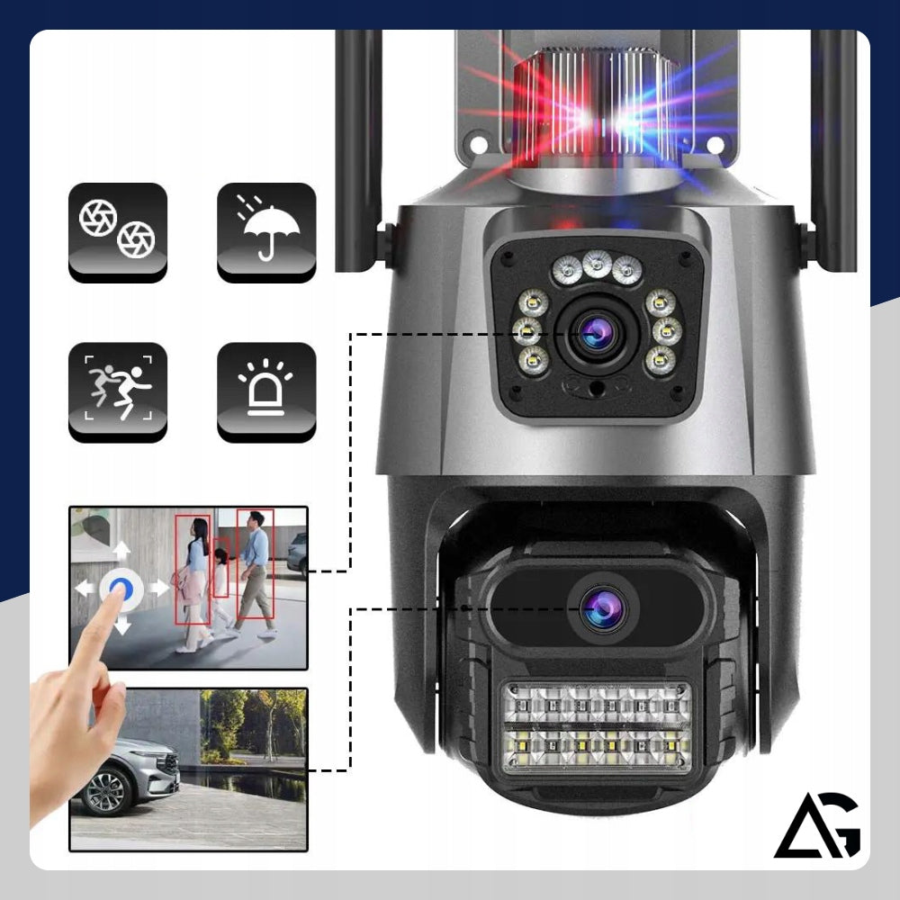 OUTDOOR WIFI CAMERA ROTATING DOUBLE ALARM ZOOM DETECTION + 5M CABLE Packaging status original
