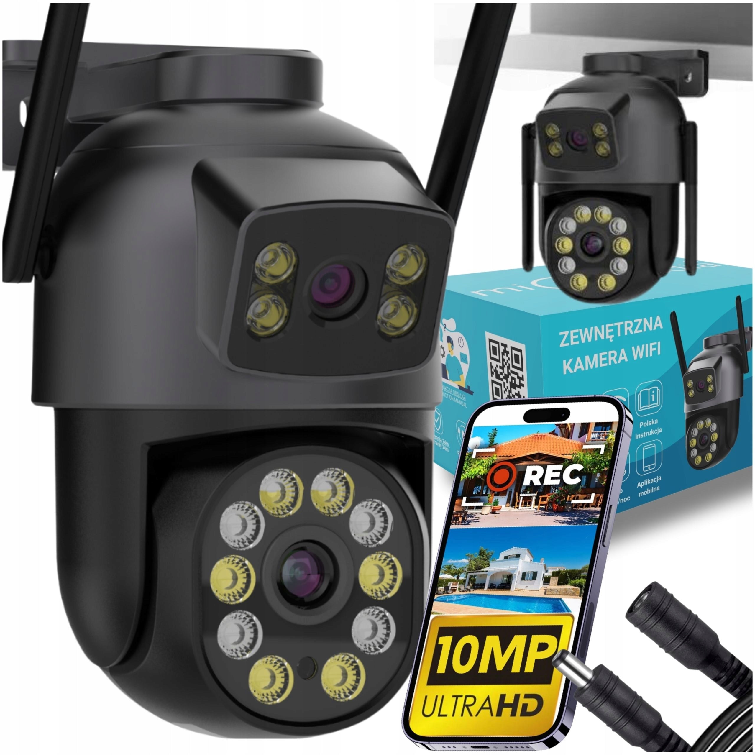OUTDOOR WIFI CAMERA ROTATING DOUBLE SOLID 2 WAYS TO MOUNT + FREEBIE