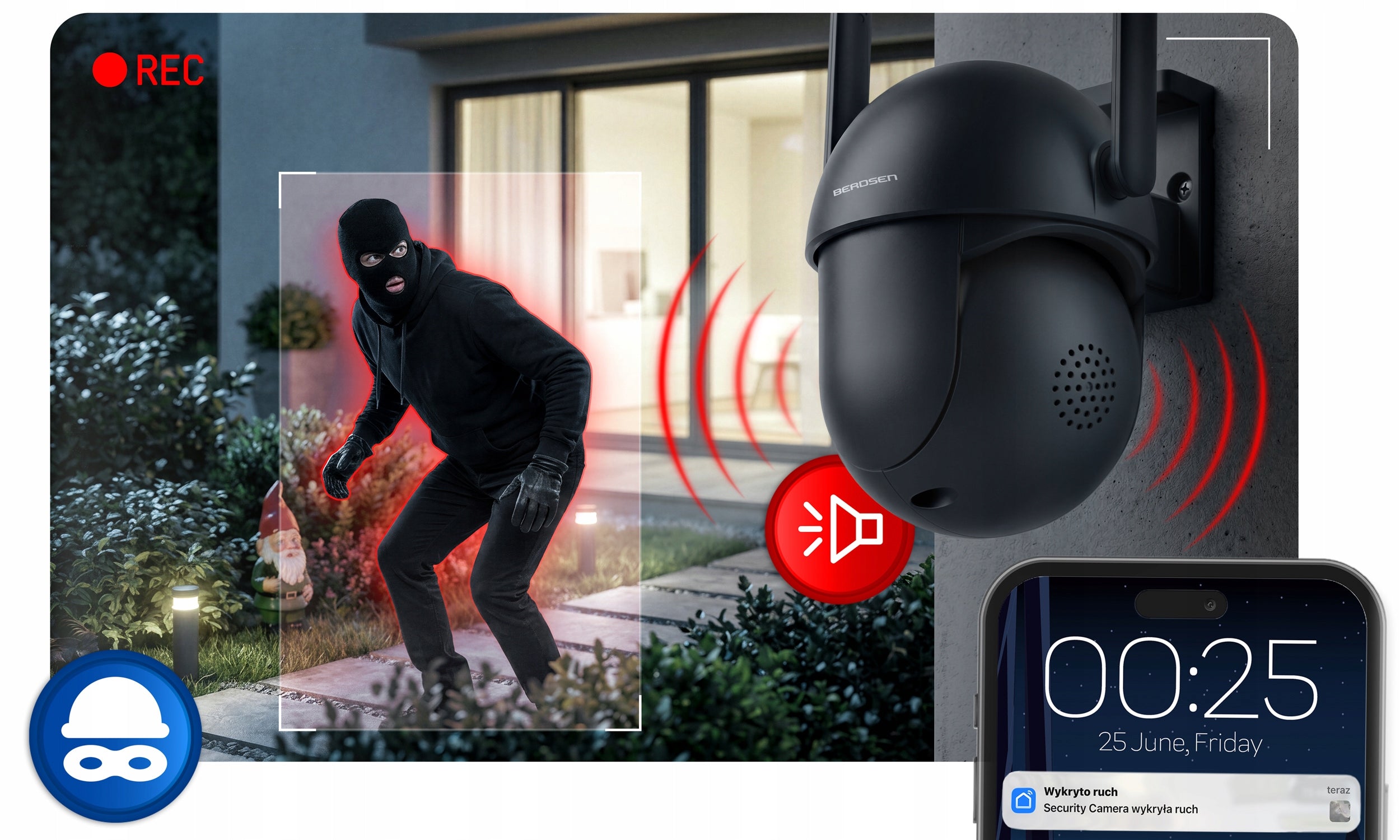 OUTDOOR WIFI CAMERA ROTATING IP 5MP WI-FI TUYA MOTION TRACKING DETECTION Certificates of conformity CE