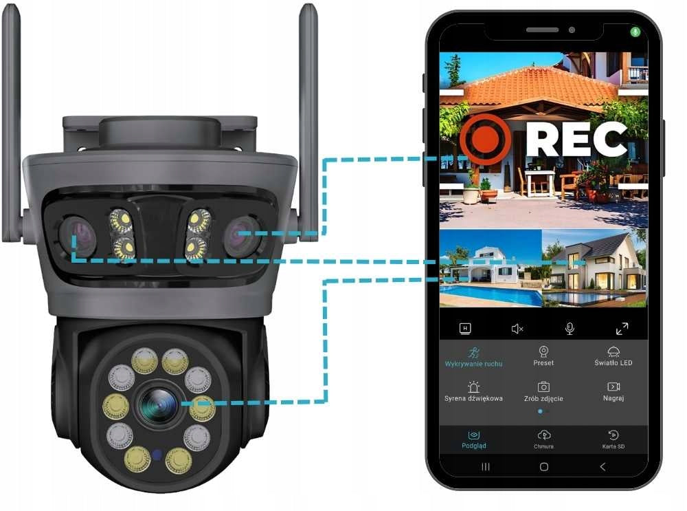 OUTDOOR WIFI CAMERA ROTATING TRIPLE SOLID 2 WAYS TO MOUNT + FREEBIE Product weight with unit packaging 0.9 kg