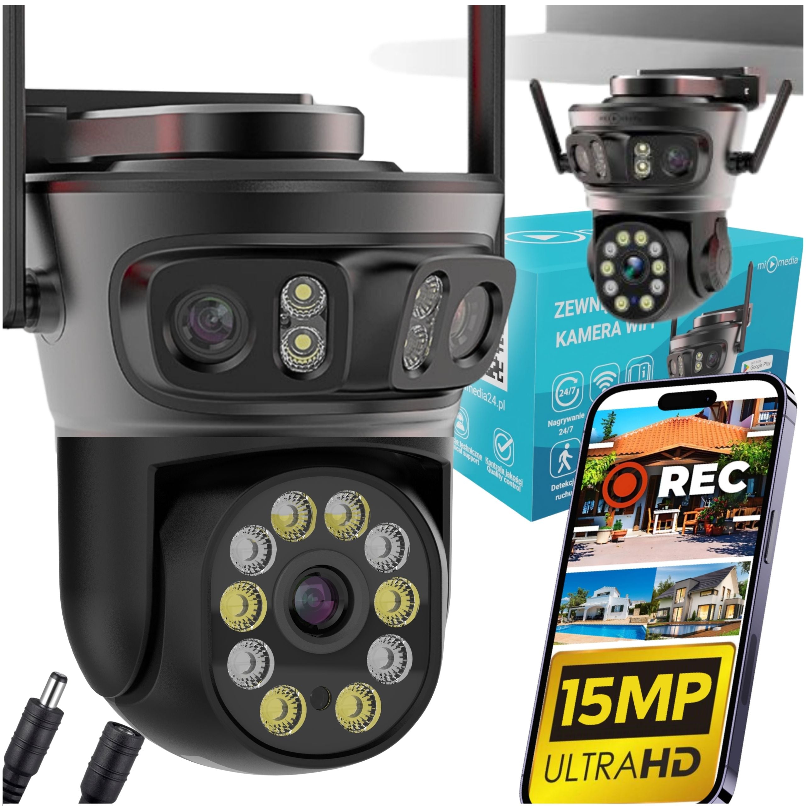 OUTDOOR WIFI CAMERA ROTATING TRIPLE SOLID 2 WAYS TO MOUNT + FREEBIE