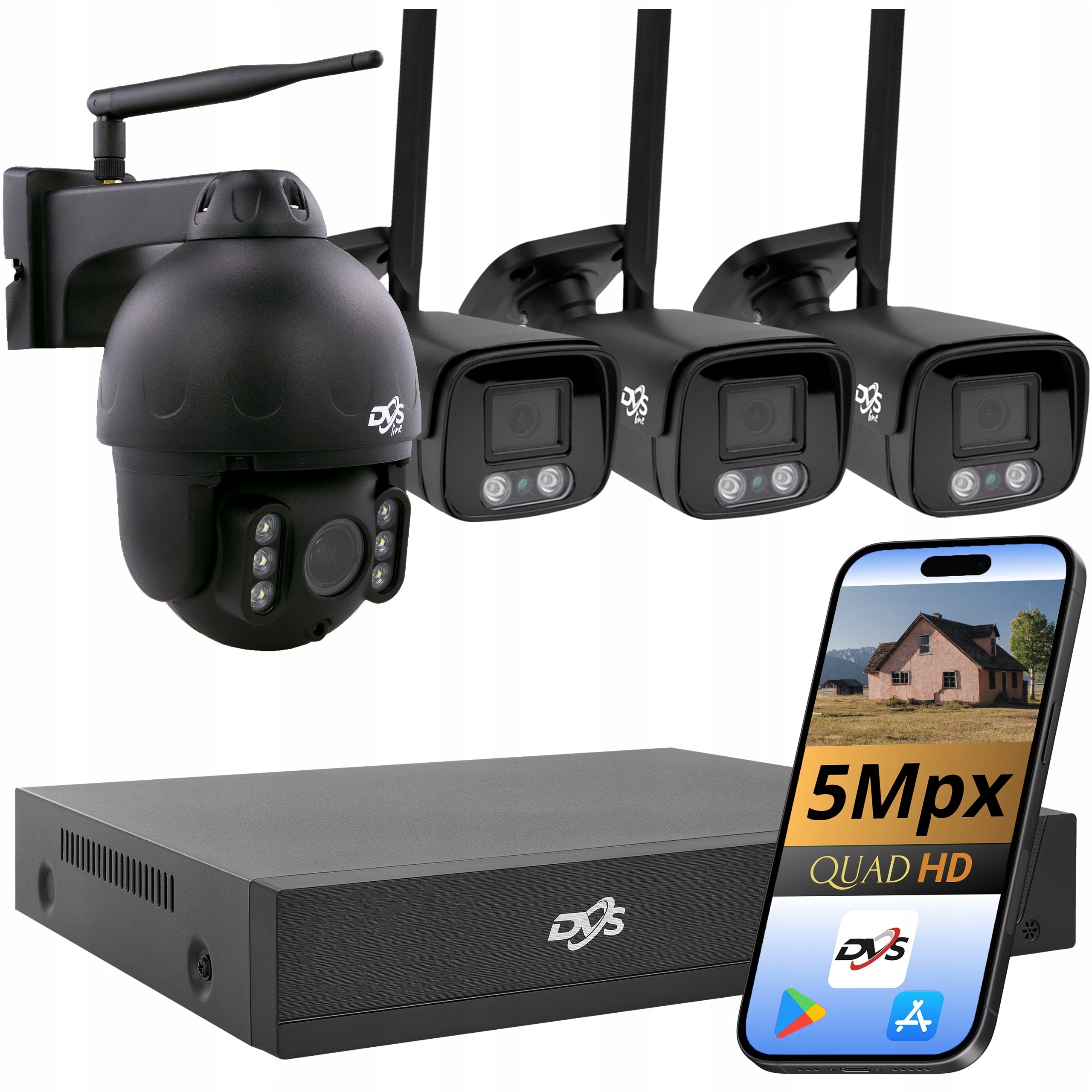 OUTDOOR WIFI CAMERA SET 1 ROTATING 3 TUBES FOR HOME BLACK CAMERAS