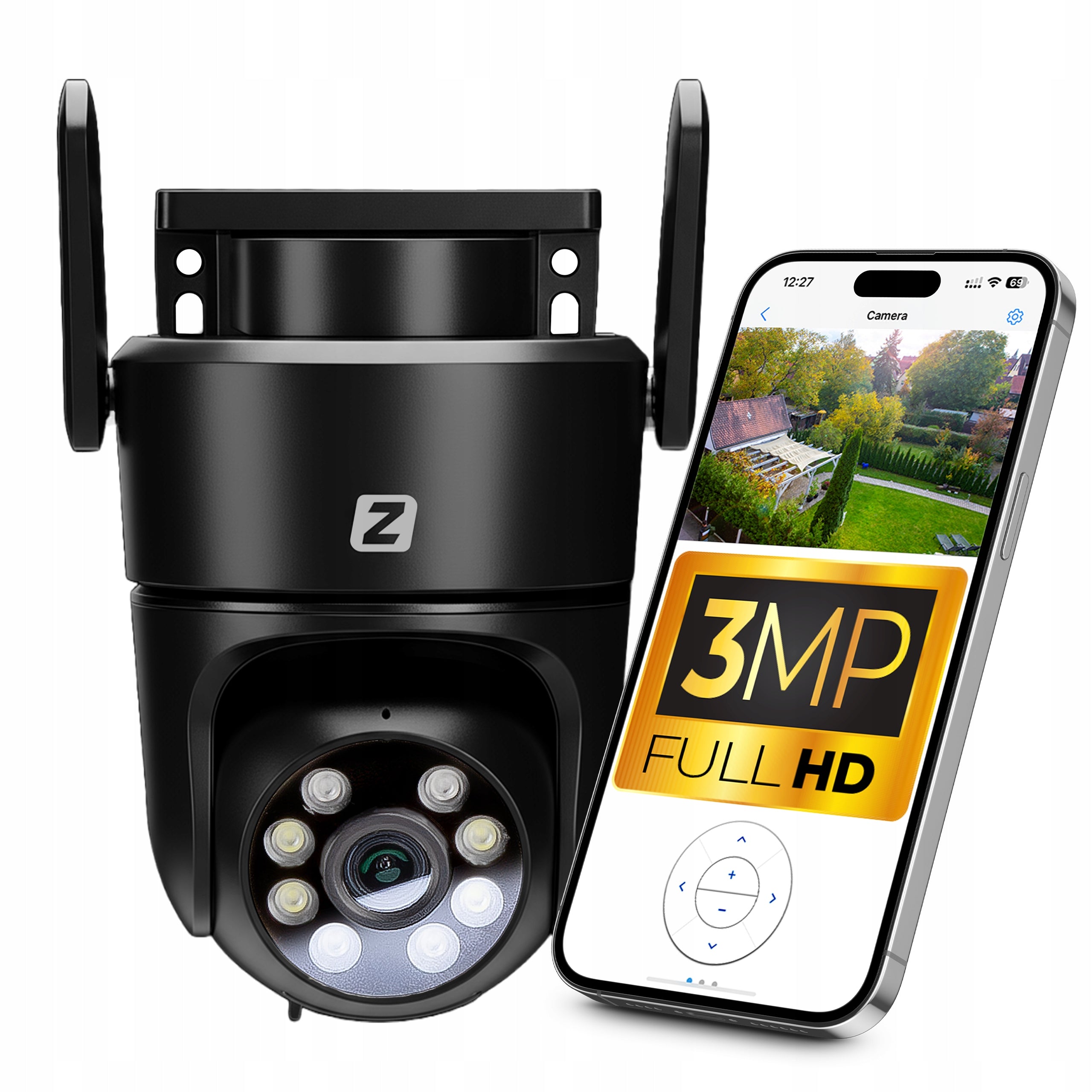OUTDOOR WIFI IP ROTATING CAMERA 3MPx 4xZOOM App, Black Detection