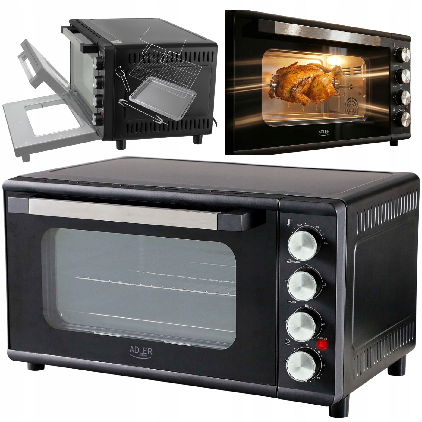 OVEN ELECTRIC BAKING GRATE SPIT Adler 42 L black MINI