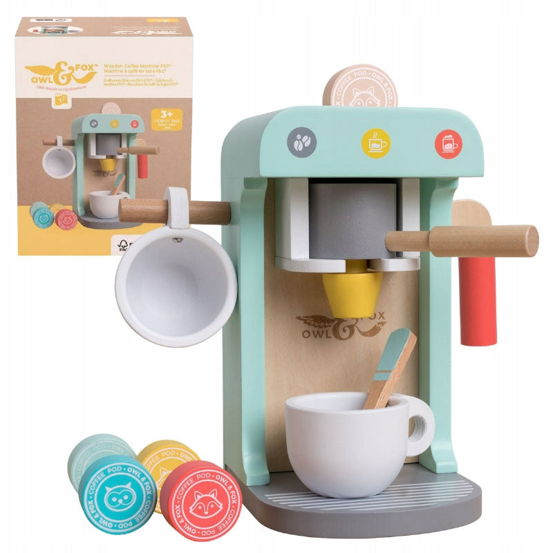 OWL&FOX WOODEN COFFEE MAKER SET FOR CHILDREN TOY MONTESSORI