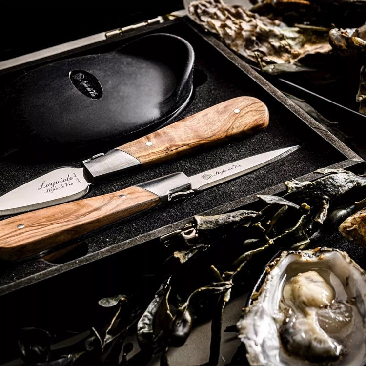 OYSTER SET steel knife for oysters knife 2 pcs Laguiole Style de Vie Brand Laguiole