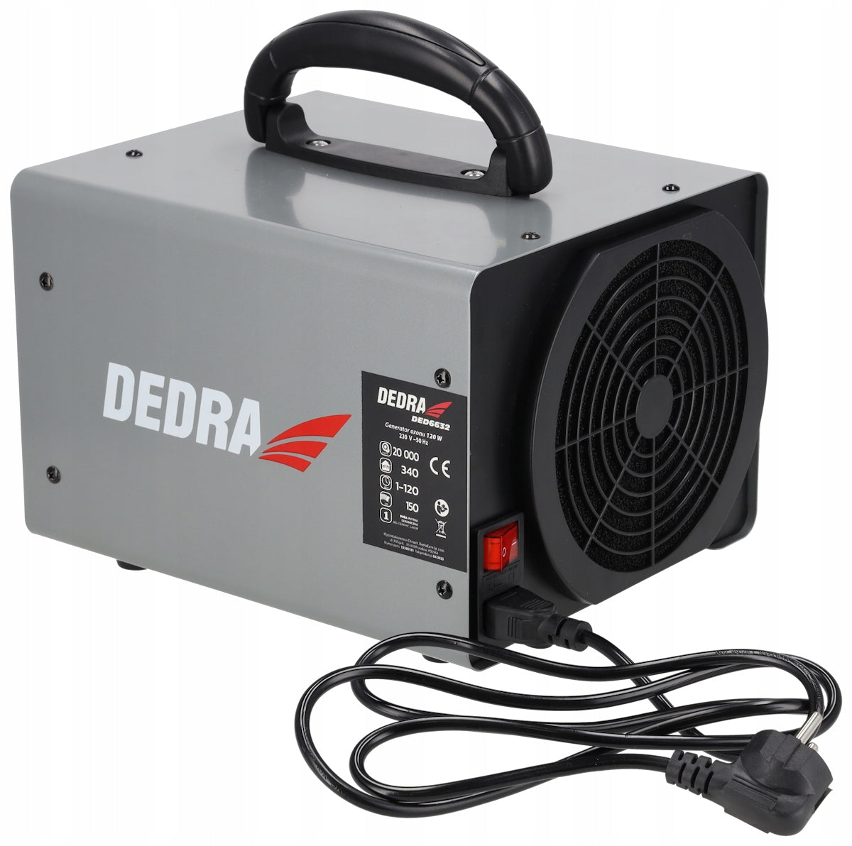 OZONATOR OZONE GENERATOR 20G/H AIR PURIFIER 120W PIPE 150CM DEDRA Maximum efficiency 1 m³/h