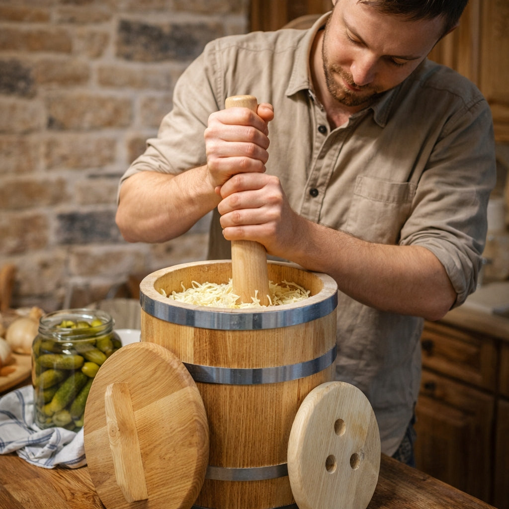Oak barrel for pickling 30L for cabbage cucumbers with pressure and lid PZH Packaging status original