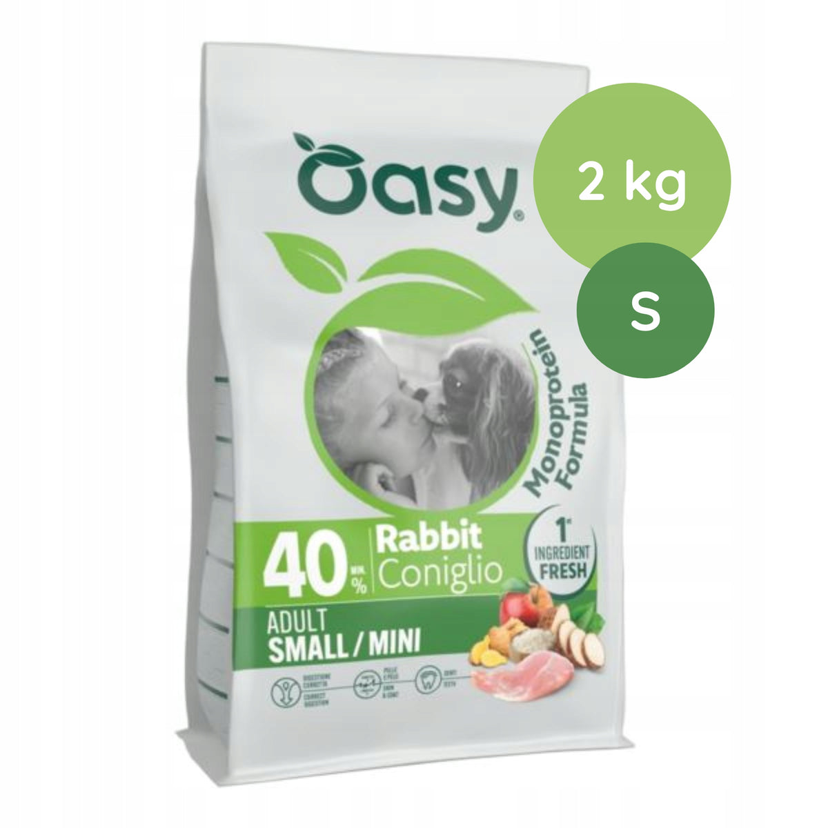 Oasy Monoprotein Adult S/Mini rabbit 2kg Packaging status original