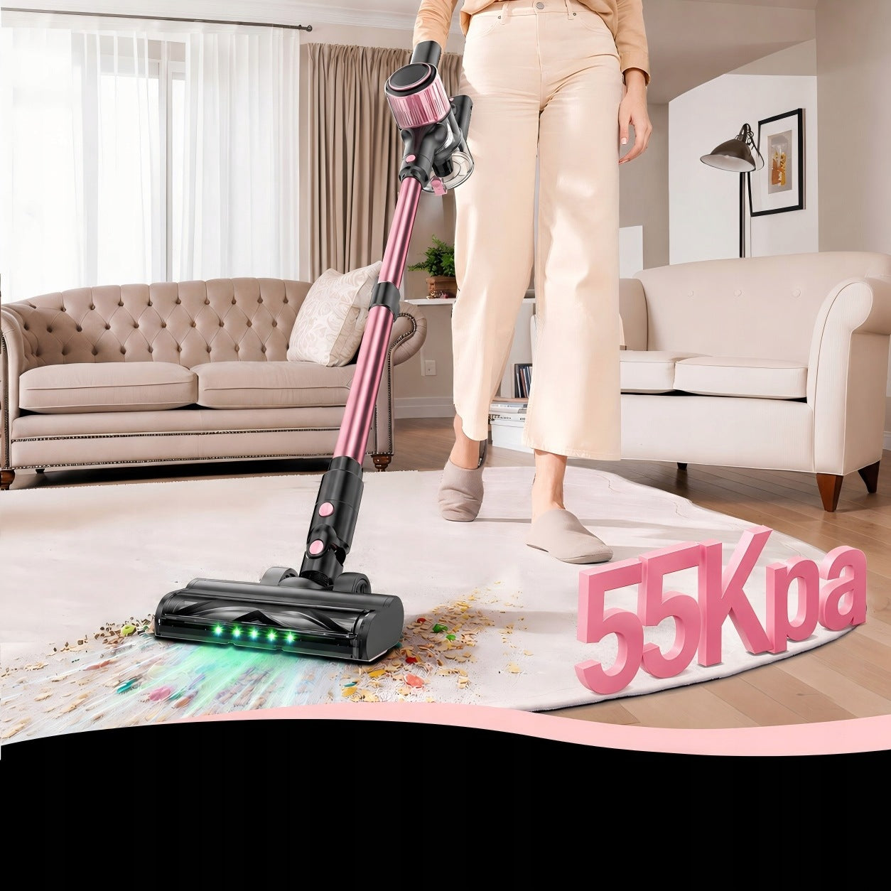 Odkurzacz Bezprzewodowy 55KPa 45Min 500W z Wężem do Dywanów i Auta Packaging status original