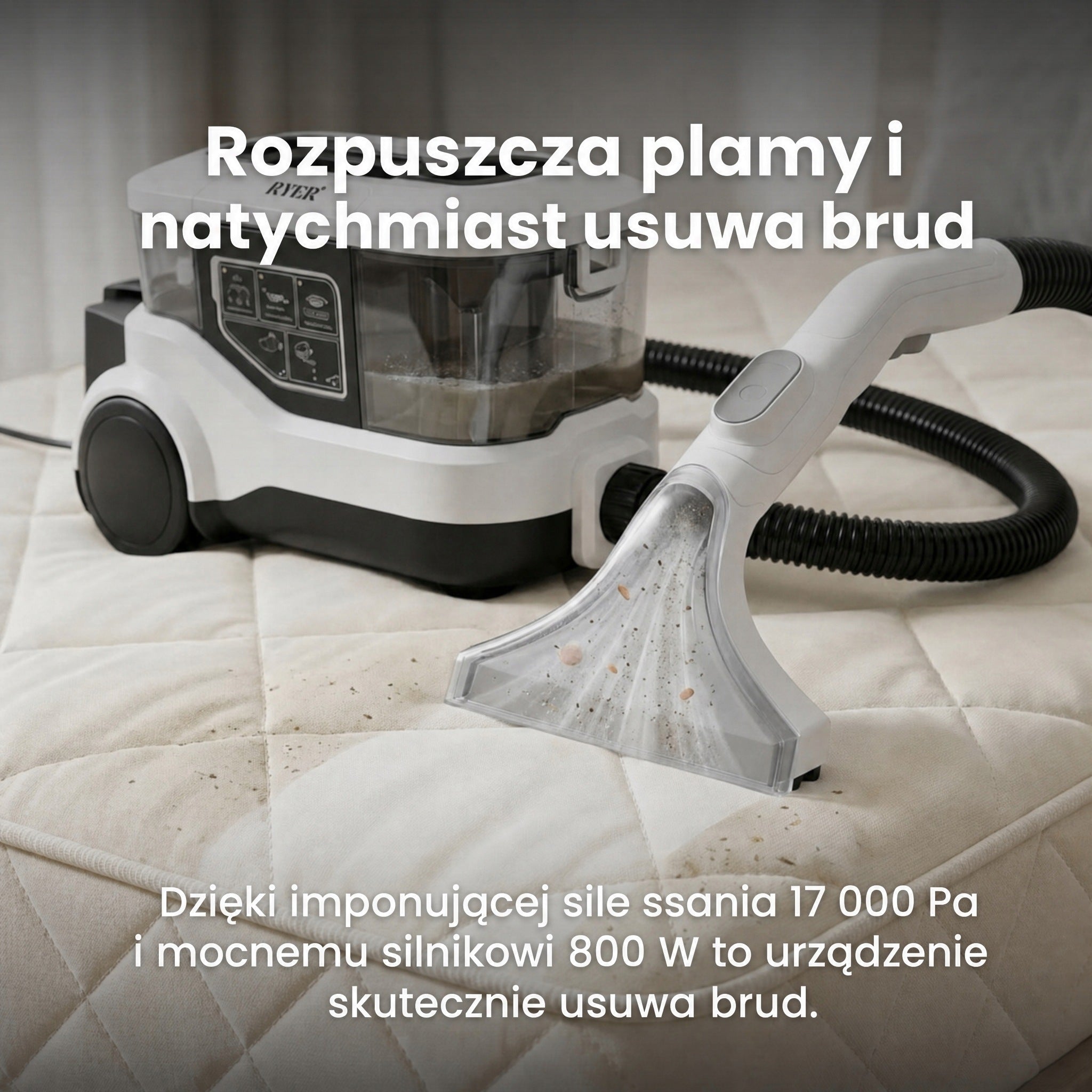 Odkurzacz Piorący RYER PRO 5w1 17000Pa Dywany Tapicerka Materace 4,5L Packaging status original