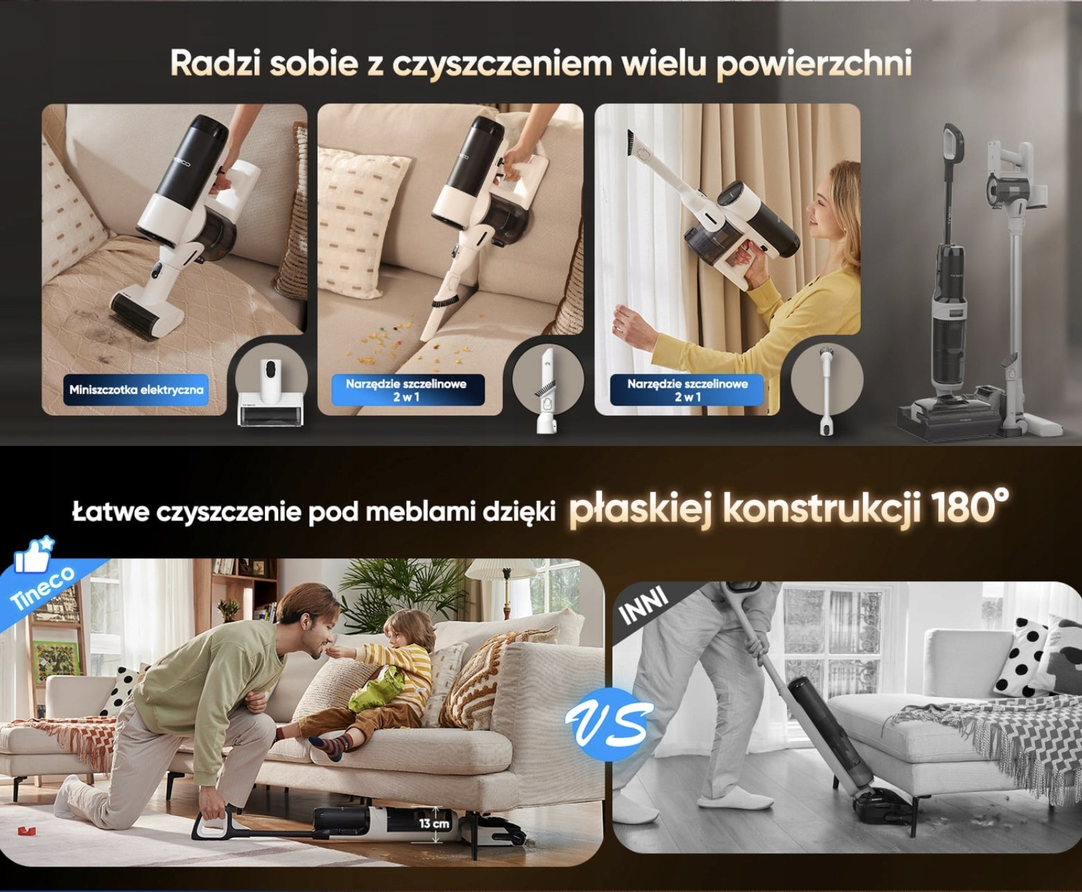 Odkurzacz pionowy myjący 2w1 Tineco Floor One Switch S6 Stretch Plus Brand Tineco