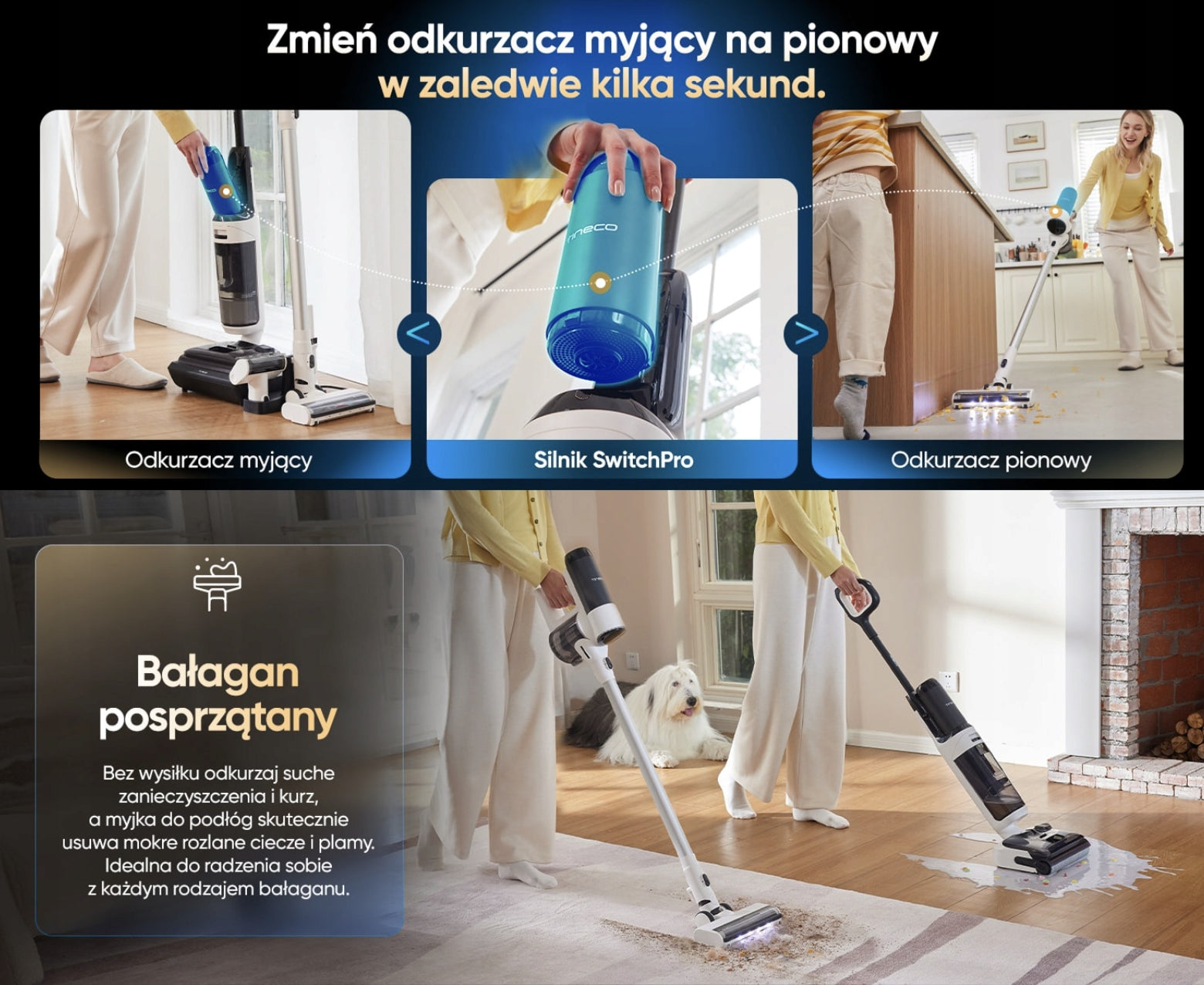 Odkurzacz pionowy myjący 2w1 Tineco Floor One Switch S6 Stretch Plus Manufacturer code FW311000DE