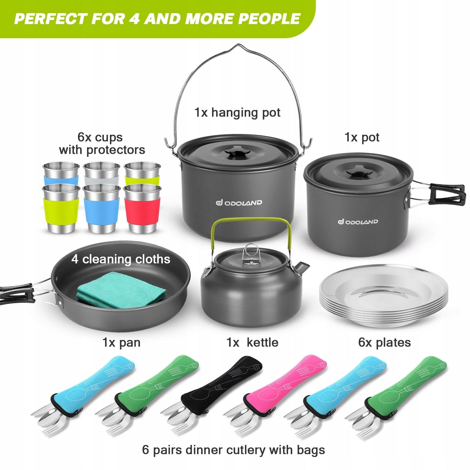 Odoland Tourist Dish Set 39 El Pots Kettle for 6 People Manufacturer code 22DF