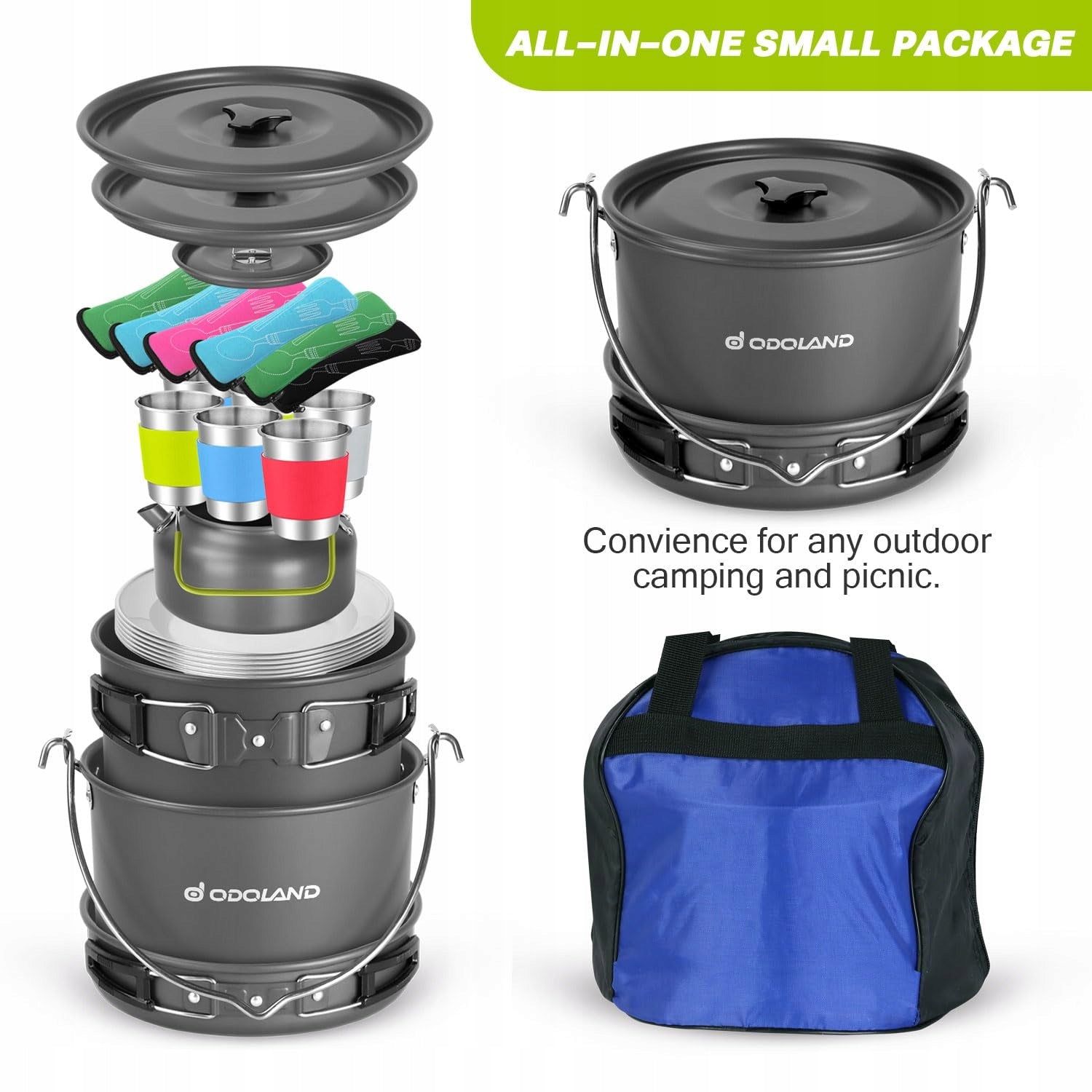 Odoland Tourist Dish Set 39 El Pots Kettle for 6 People Model 22DF