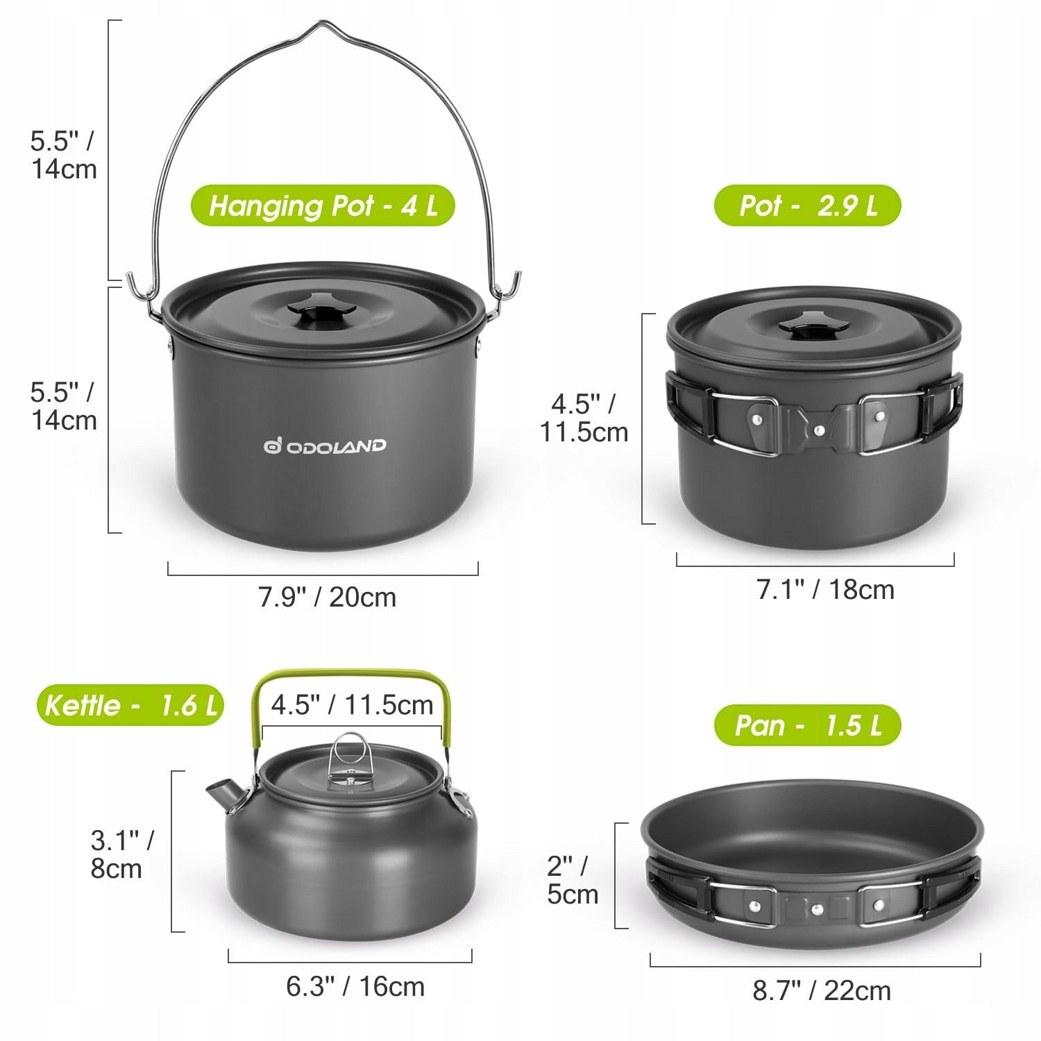 Odoland Tourist Dish Set 39 El Pots Kettle for 6 People Packaging status original