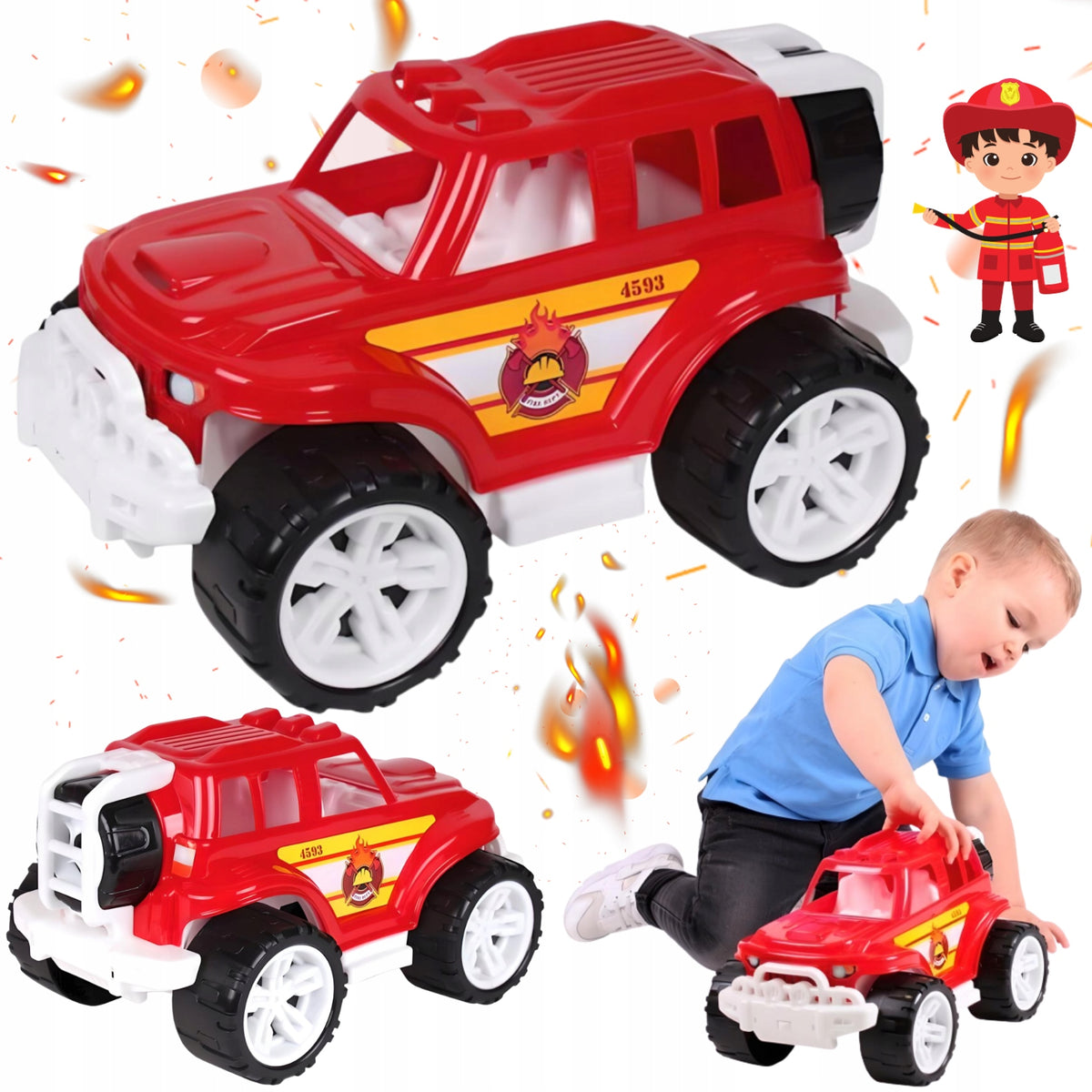 Off-Road Car for Children Fire Brigade Car Plastic