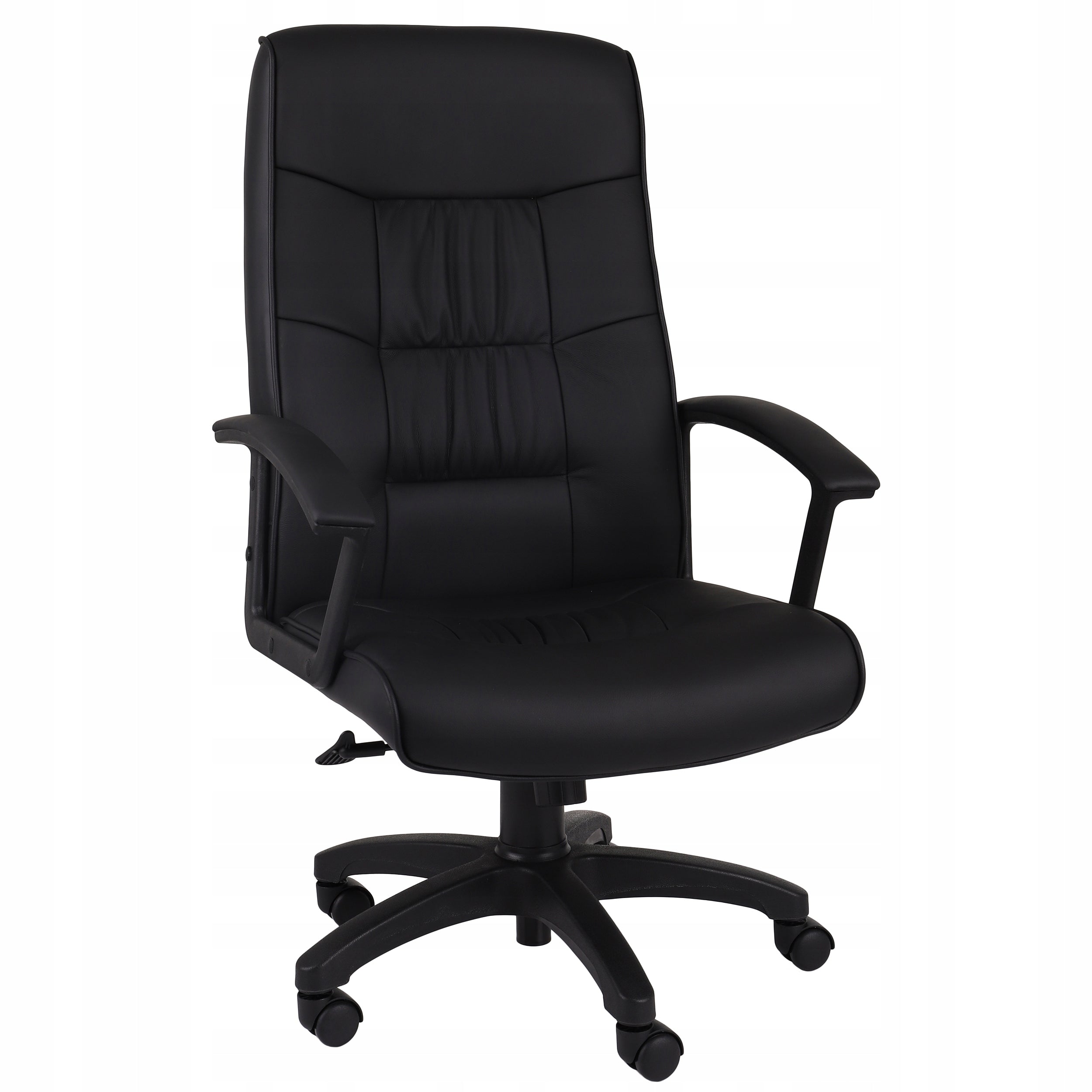 Office Chair Rotating Cabinet GROSPOL Relaxation Natural Leather Black Packaging status original