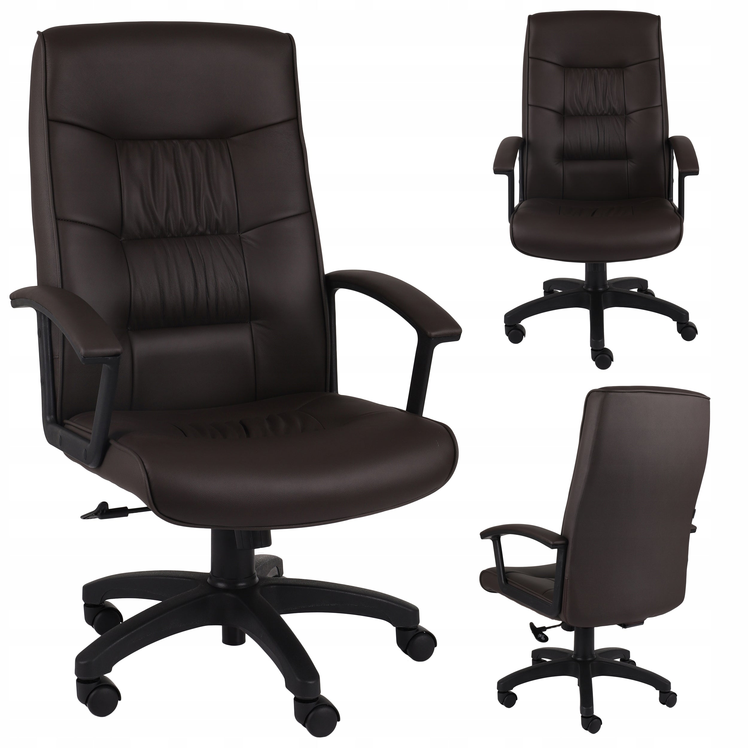 Office Chair Rotating Cabinet GROSPOL Relaxation Natural Leather Brown